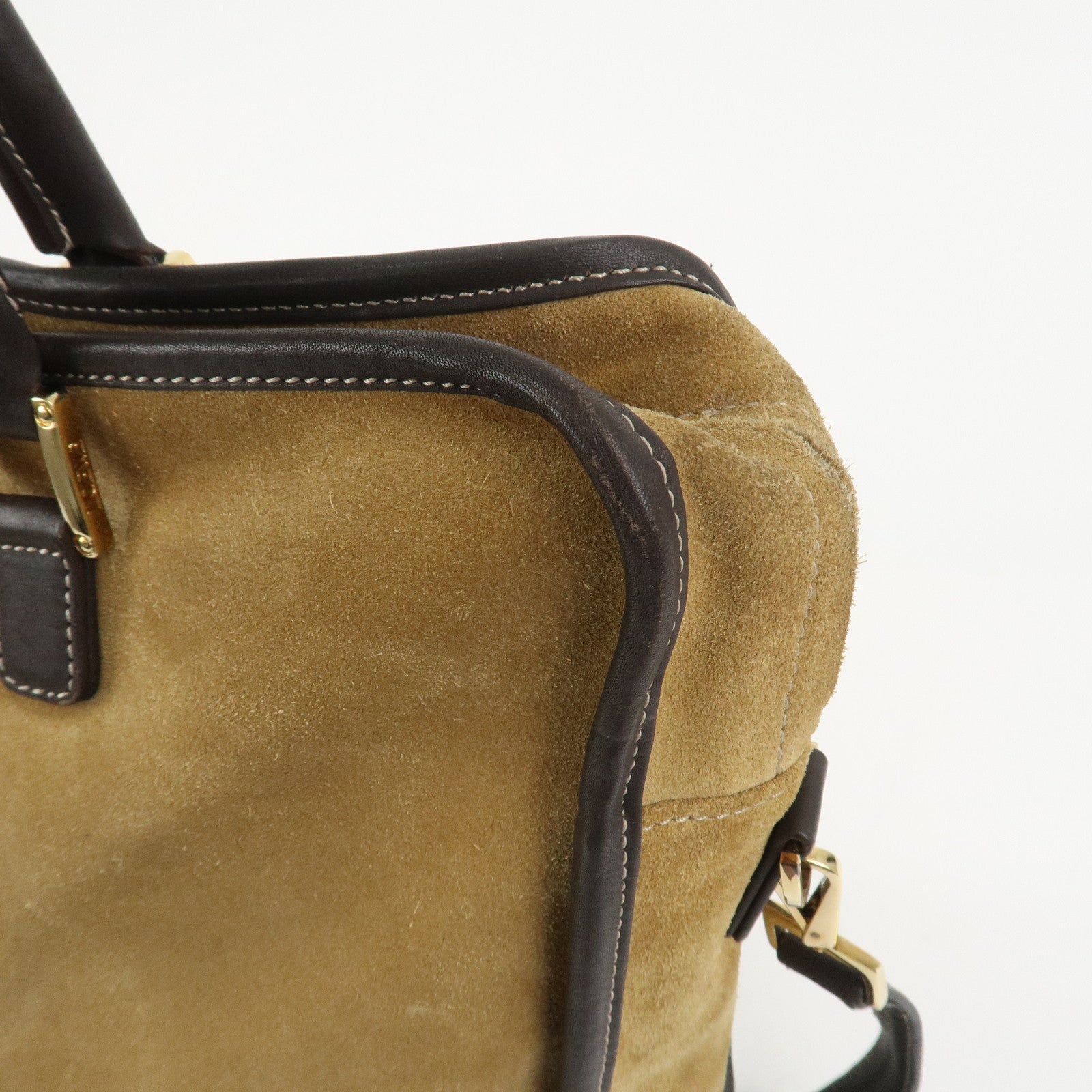 LOEWE Anagram Amazona 40 Suede Leather 2Way Bag Hand Bag Brown