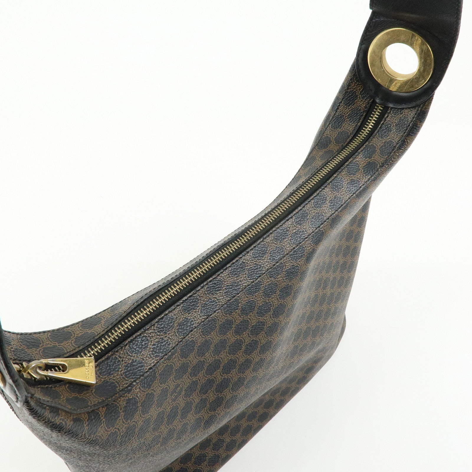 CELINE Macadam PVC Leather Shoulder Bag Crossbody Bag Black Brown