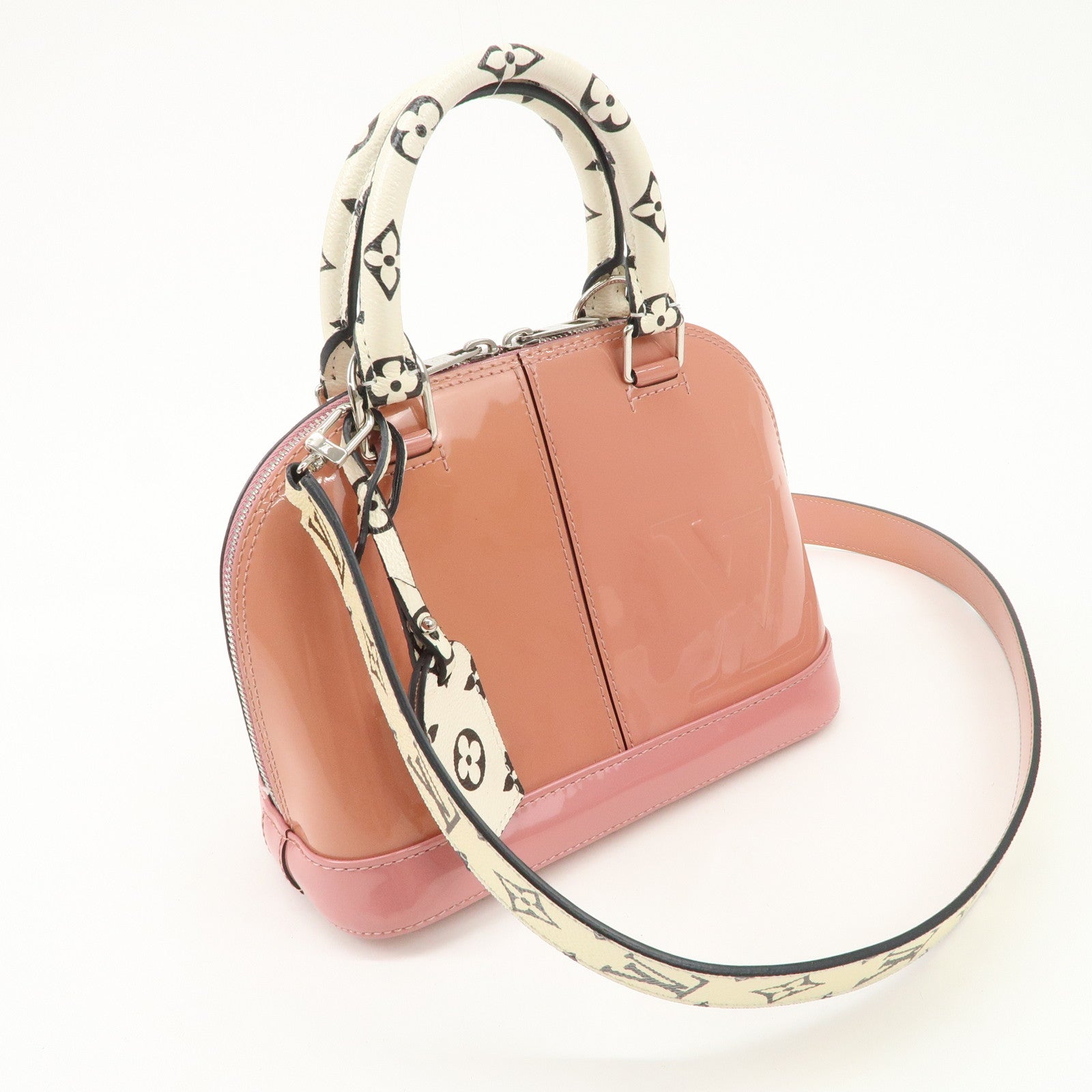 Louis Vuitton Vernis Miroir Alma BB 2Way Hand Bag Rose Splash M54704 Used