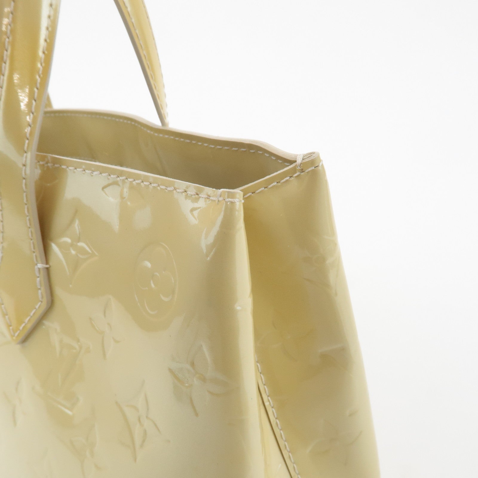 Louis Vuitton Monogram Vernis Wilshire PM Hand Bag Blanc Corail M91452 Used