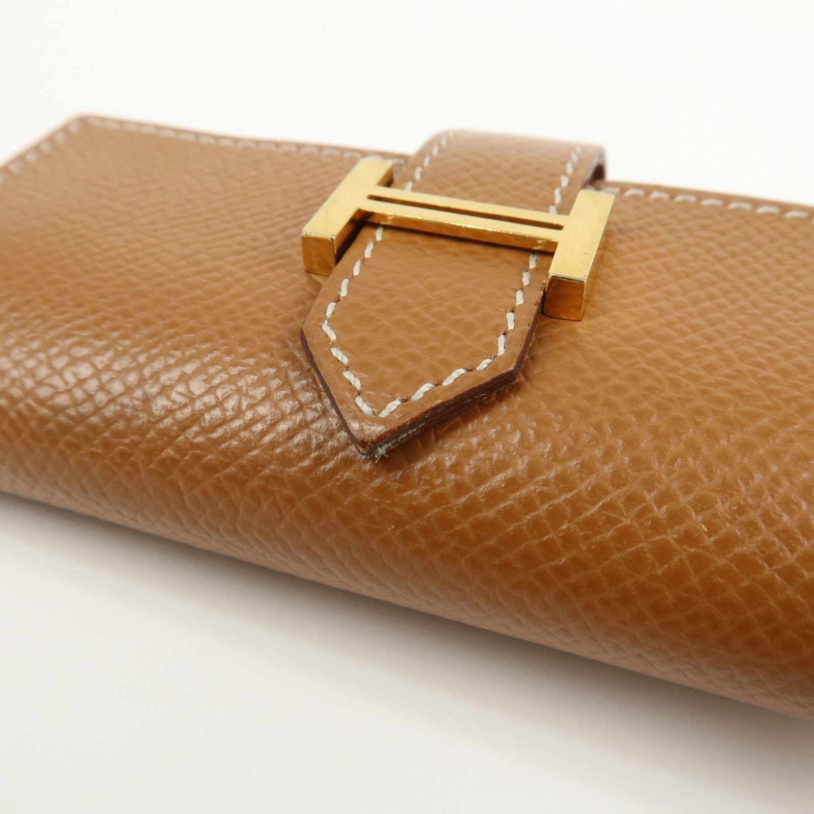 HERMES Logo Veau Epsom Leather Bearn Key Case Key Holder Z Stamped