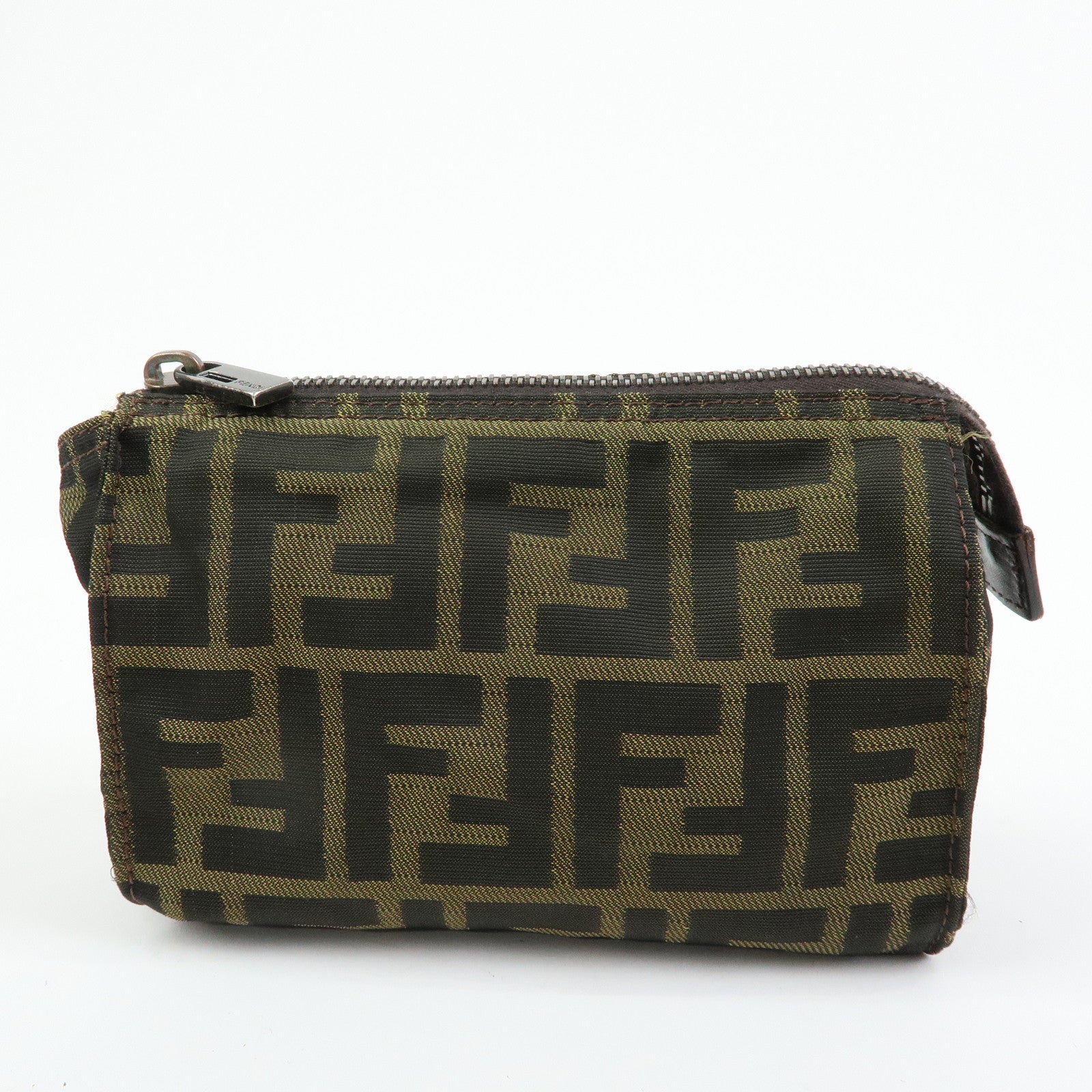 FENDI Zucca Set of 2 Canvas Leather Pouch Brown 7N0023 7N0006