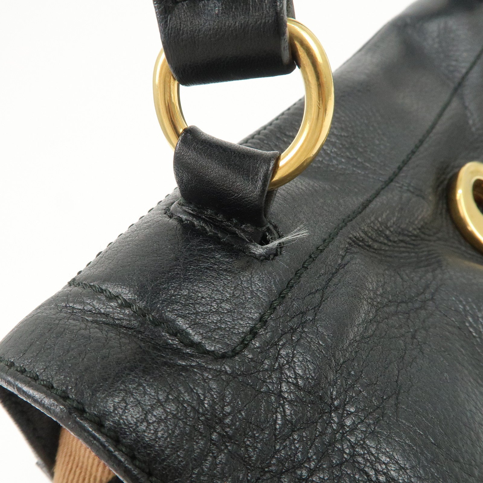 SAINT LAURENT Leather Shoulder Bag Black Brown Gold HDW 229680