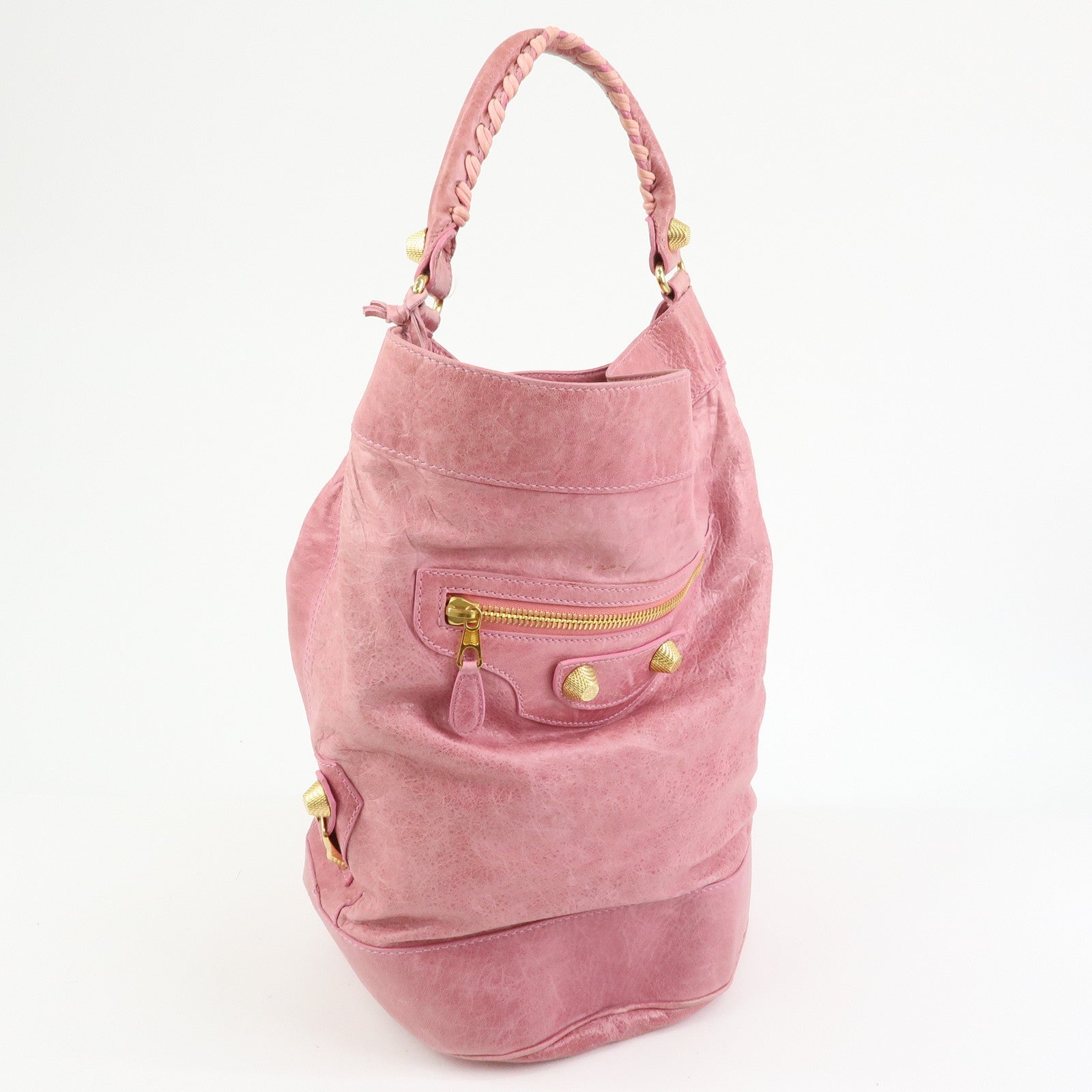 BALENCIAGA Giant 21 Bucket Bag Leather Shoulder Bag Pink 192913