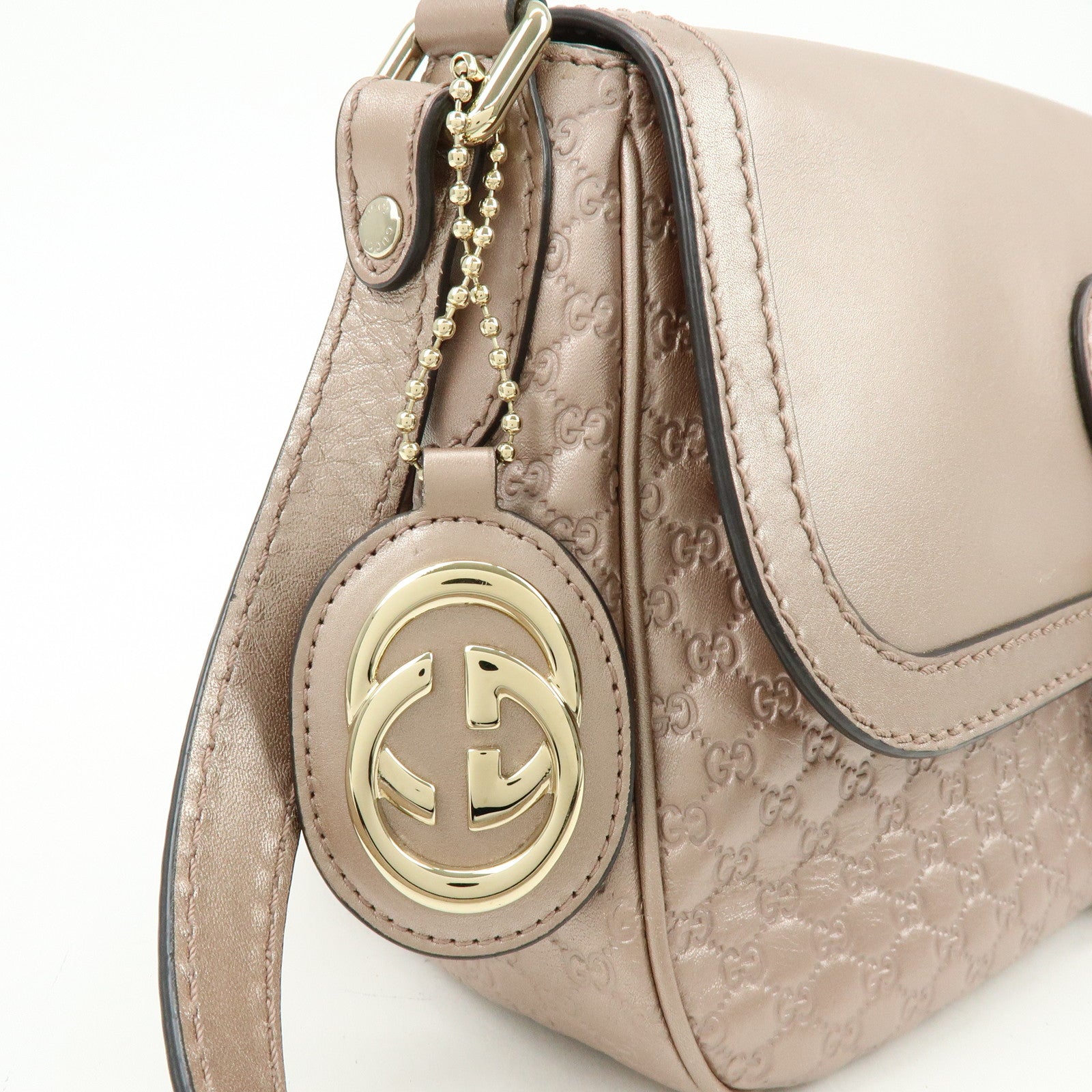 GUCCI Microguccissima Leather Shoulder Bag Metallic Pink 308452