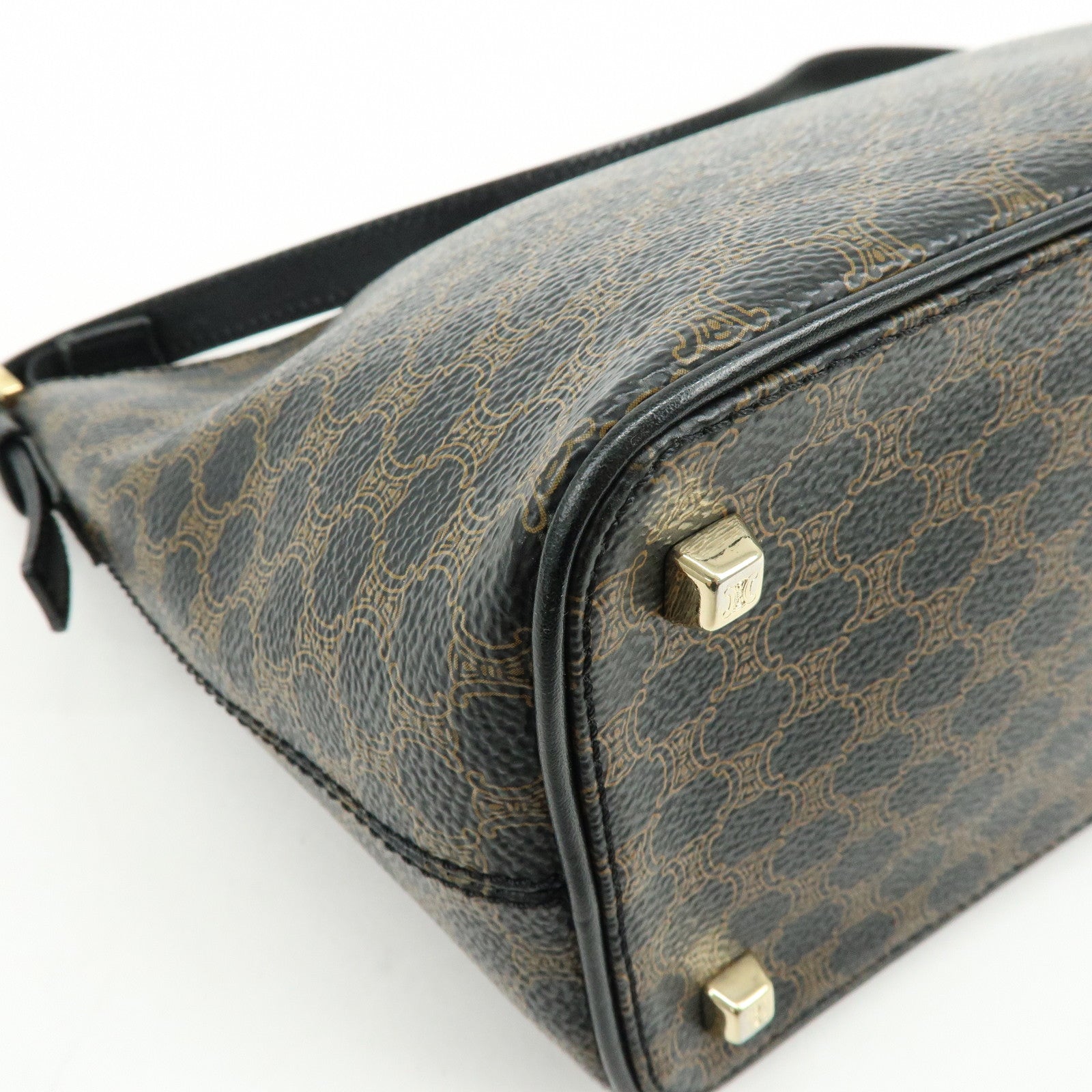 CELINE Macadam PVC Leather Shoulder Bag Hand Bag Black Brown