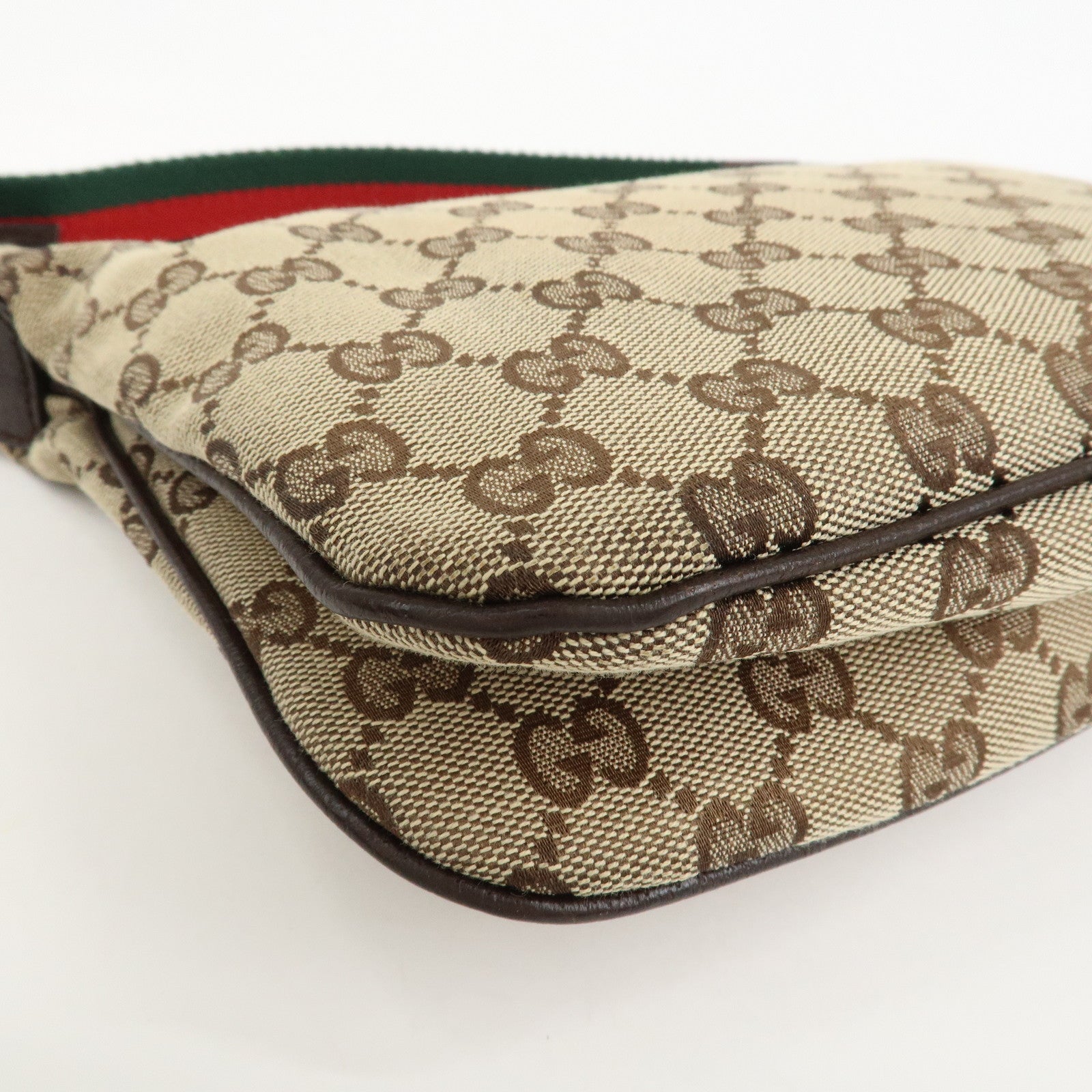 GUCCI Sherry Line GG Canvas Leather Shoulder Bag Beige 145812