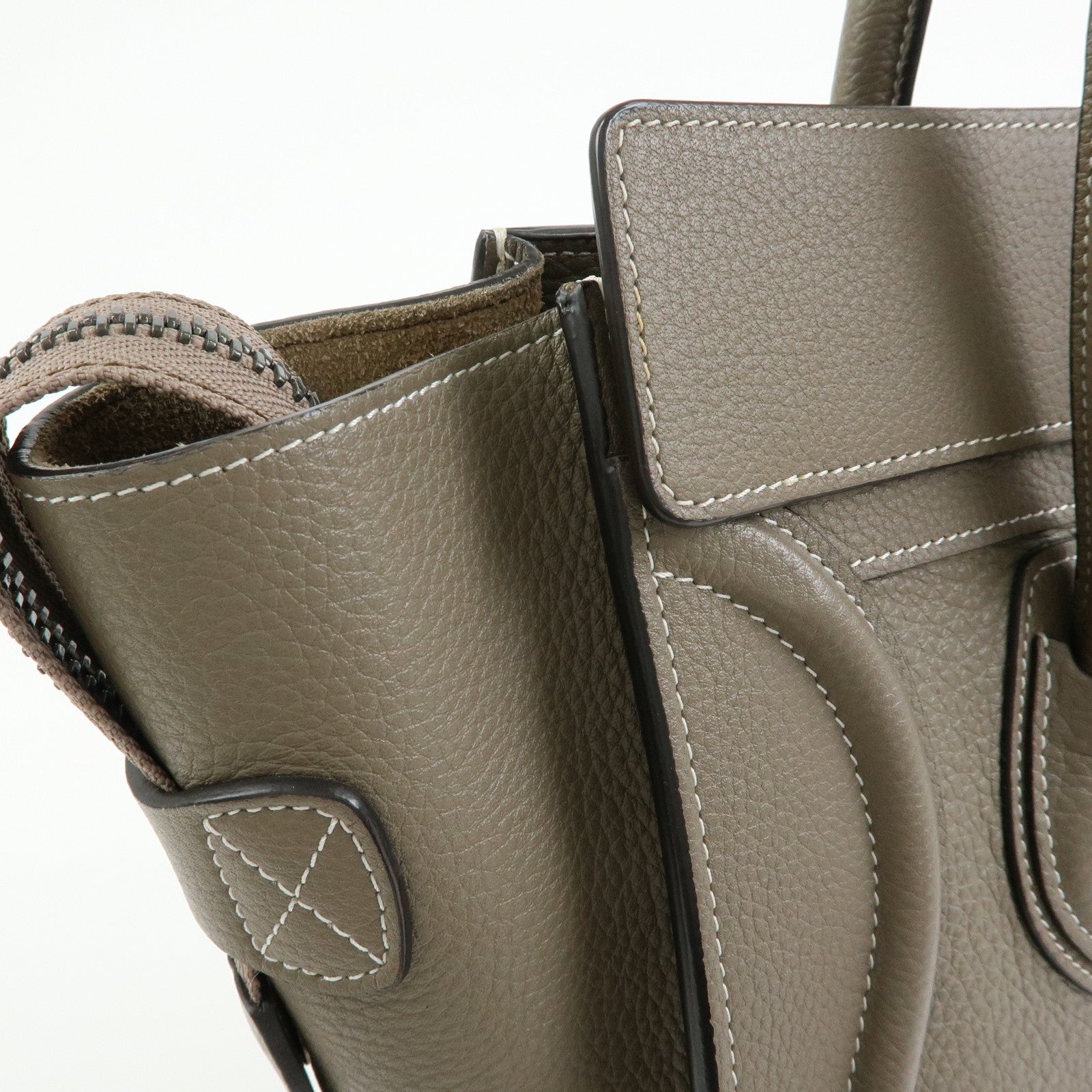 CELINE Luggage Micro Shopper Calf Leather Hand Bag Gray