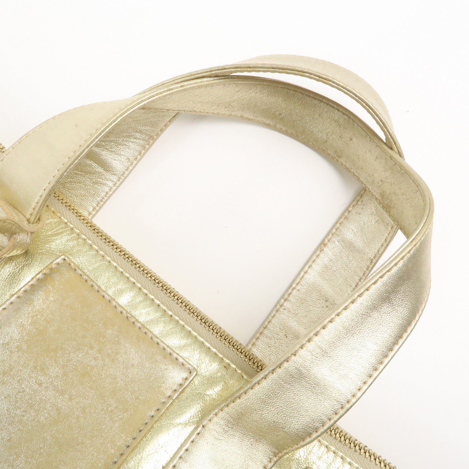 LOEWE Anagram Logo Leather Tote Bag Hand Bag Champagne Gold