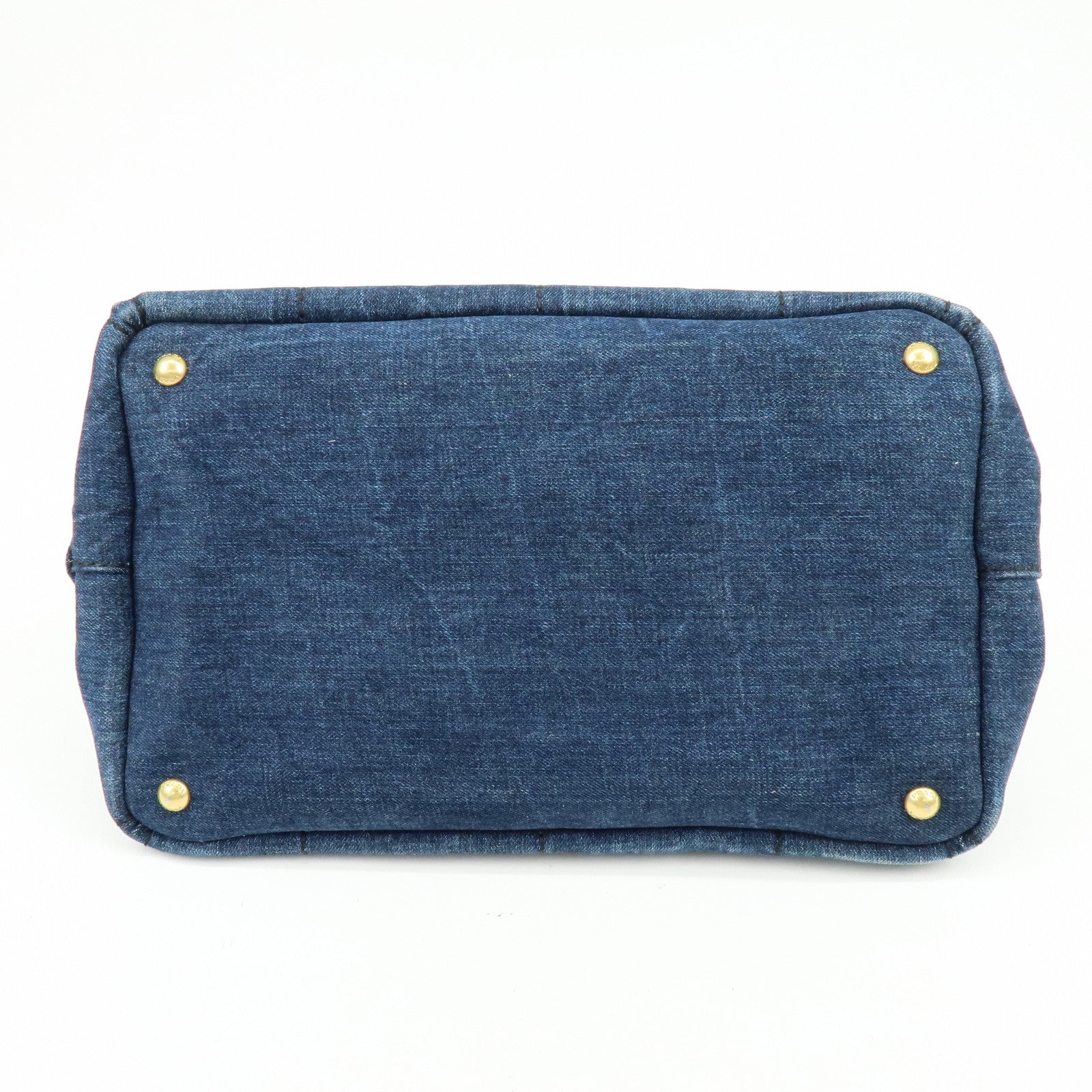 PRADA Triangle Logo Canapa Denim Tote Bag Hand Bag Denim Blue