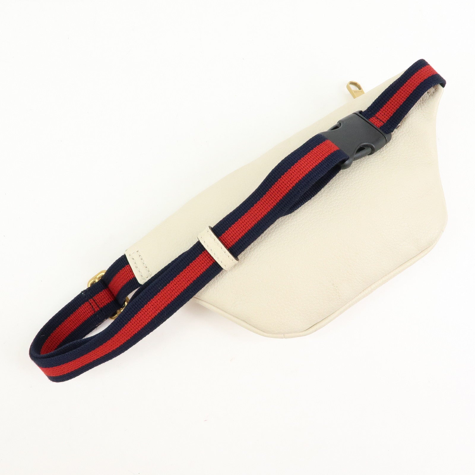 GUCCI Sherry Vintage Logo Leather Waist Pouch Body Bag Ivory 527792