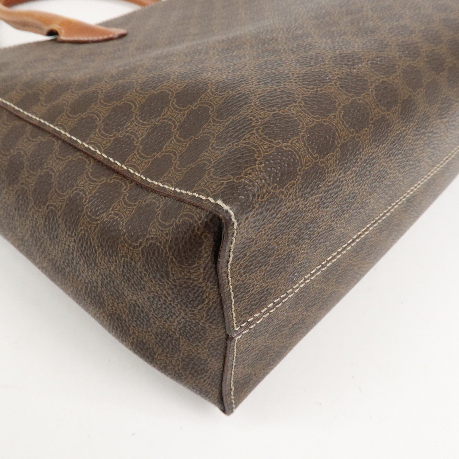 CELINE Macadam PVC Leather Tote Bag Hand Bag Brown