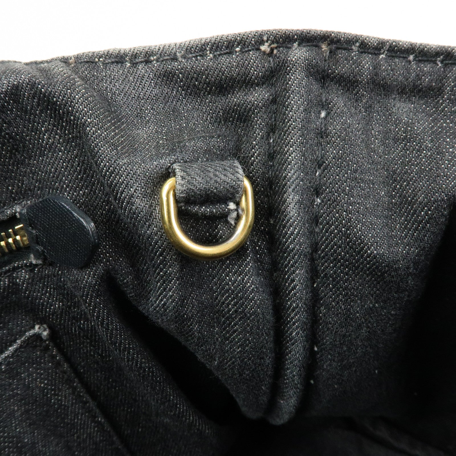 PRADA Triangle Logo Canapa Denim 2Way Bag Shoulder Bag Black 2642B