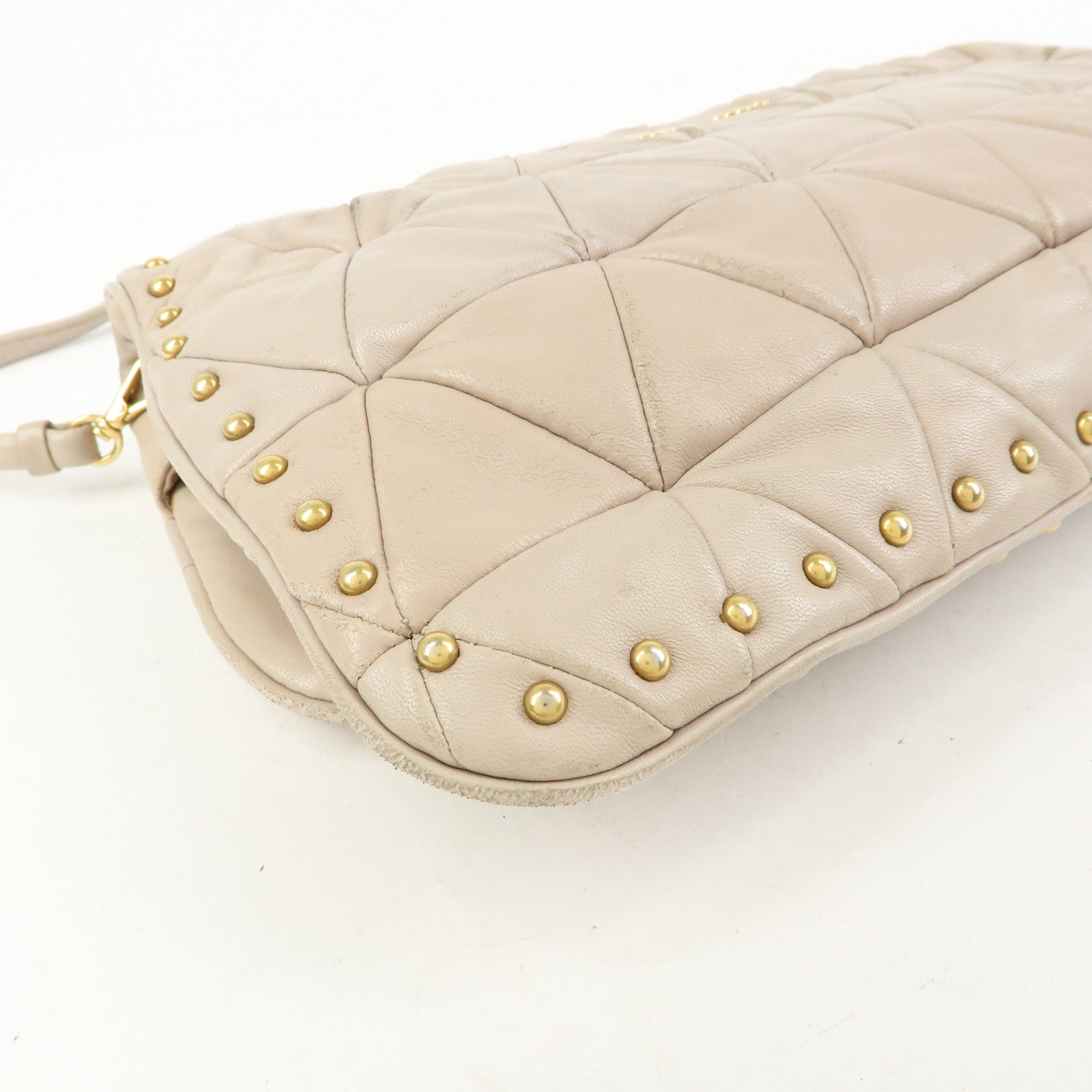 MIU MIU Nappa Leather 2Way Bag Hand Bag Shoulder Bag Beige