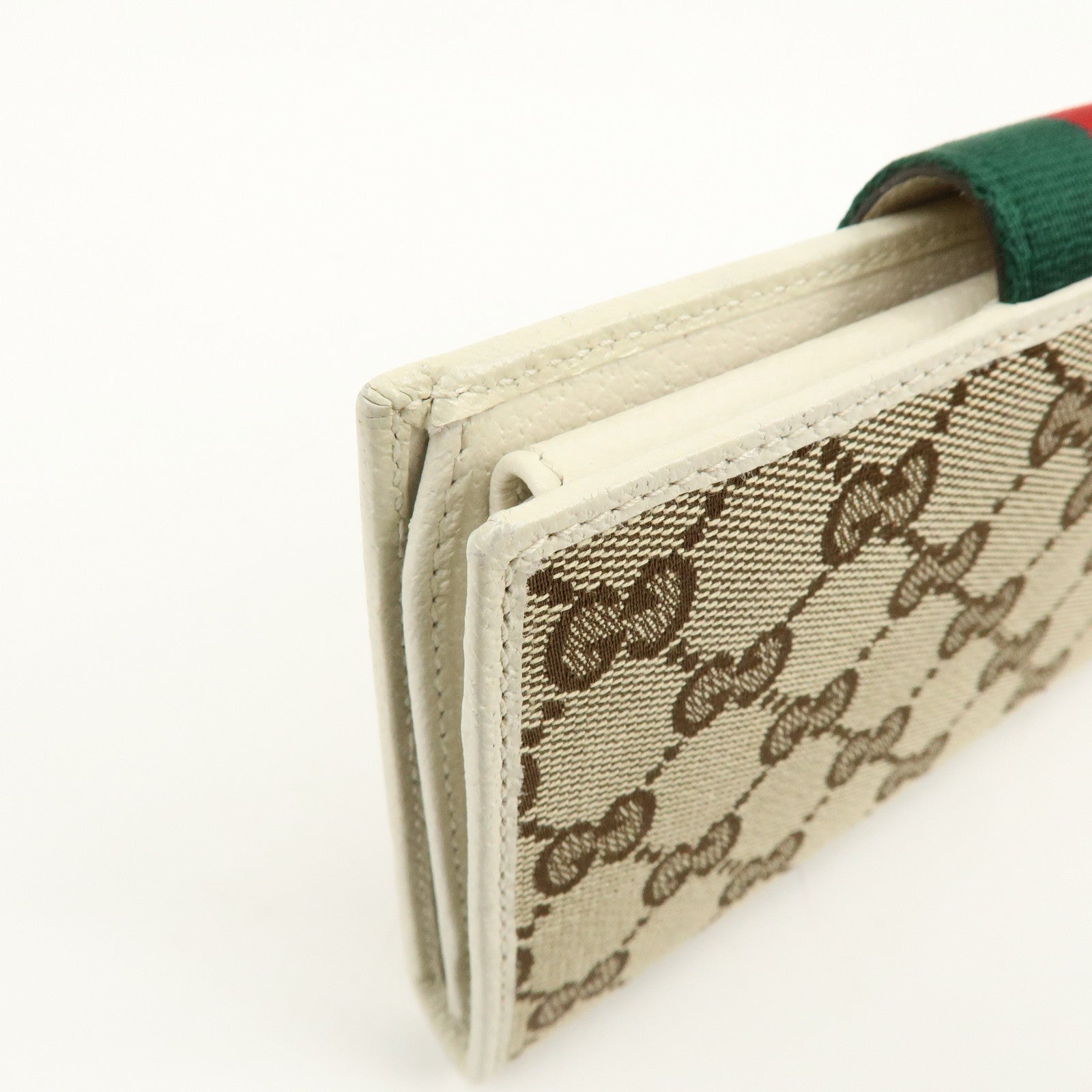 GUCCI Sherry GG Canvas Leather Long Wallet Continental Wallet Beige