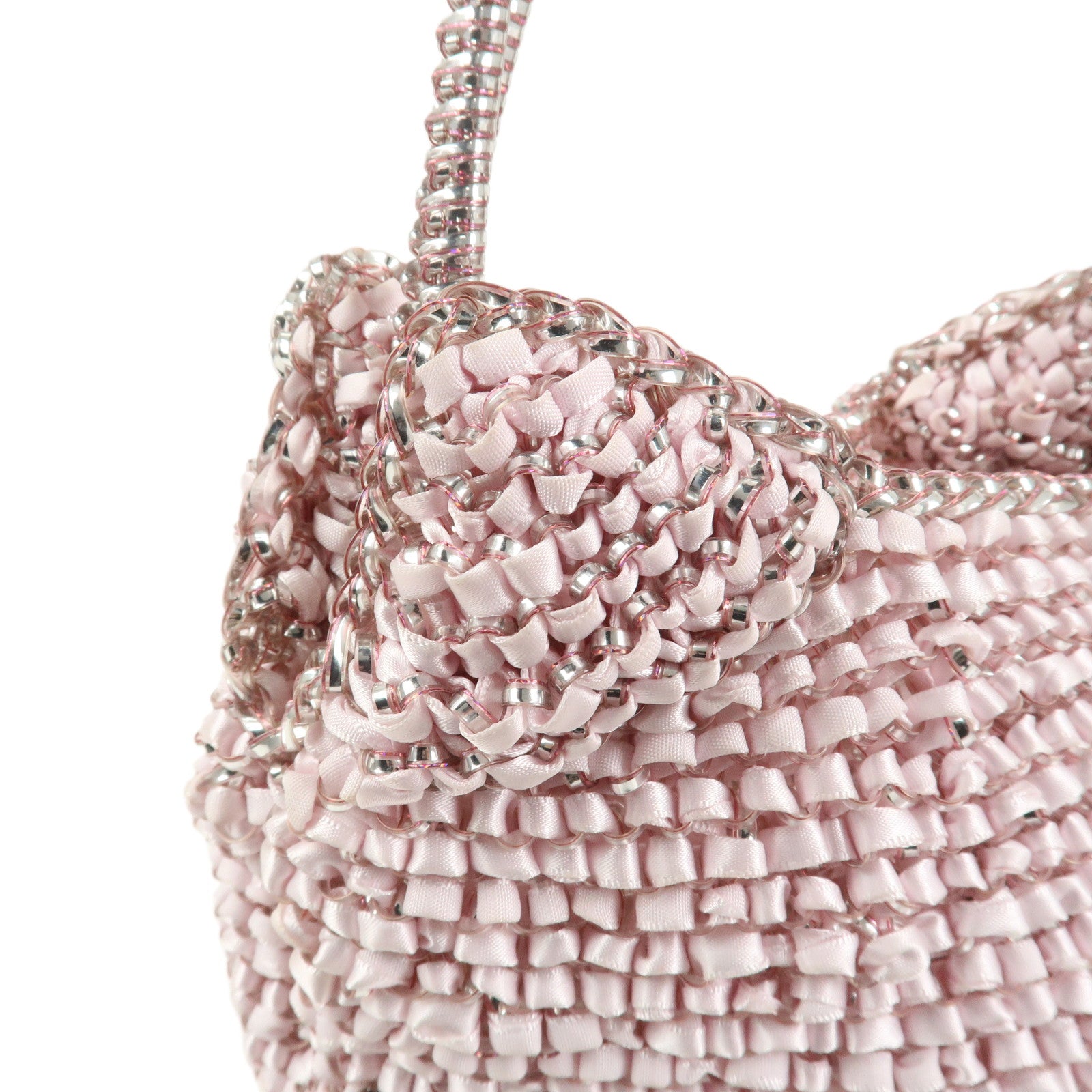 ANTEPRIMA Nylon PVC RASO HELLO KITTY Rhinestone Hand Bag Pink