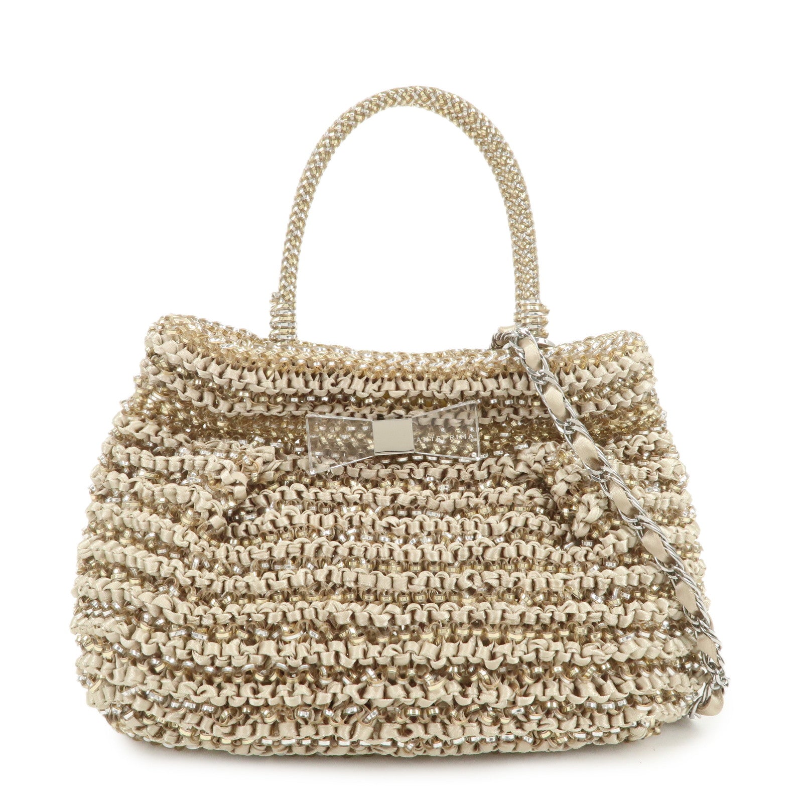 ANTEPRIMA Wire Bag PVC 2Way Bag Hand Bag Shoulder Bag Beige