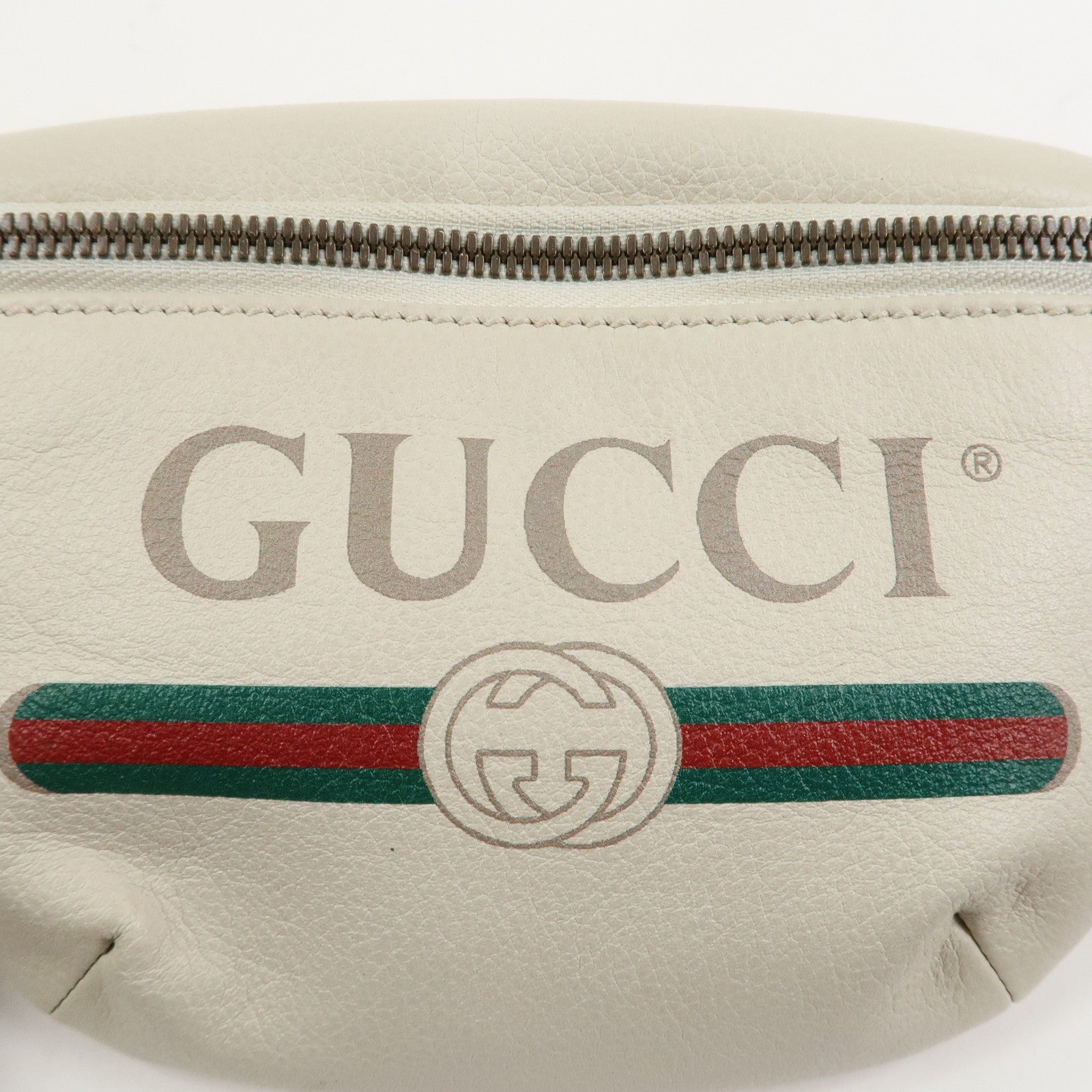 GUCCI Sherry Leather Waist Pouch Body Bag White 527792