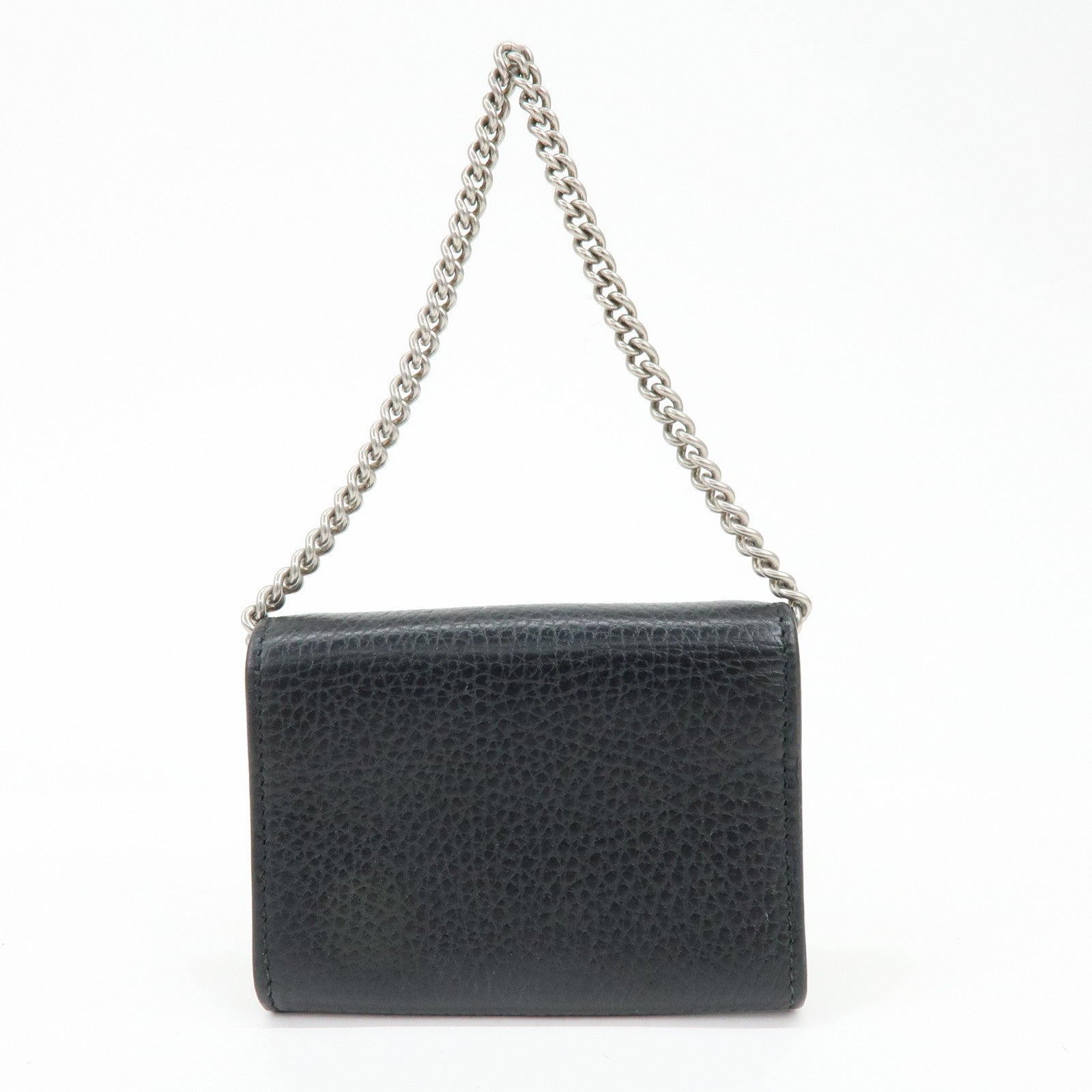 GUCCI Dionysus Leather Chain Compact Wallet Coin Case Black 574930