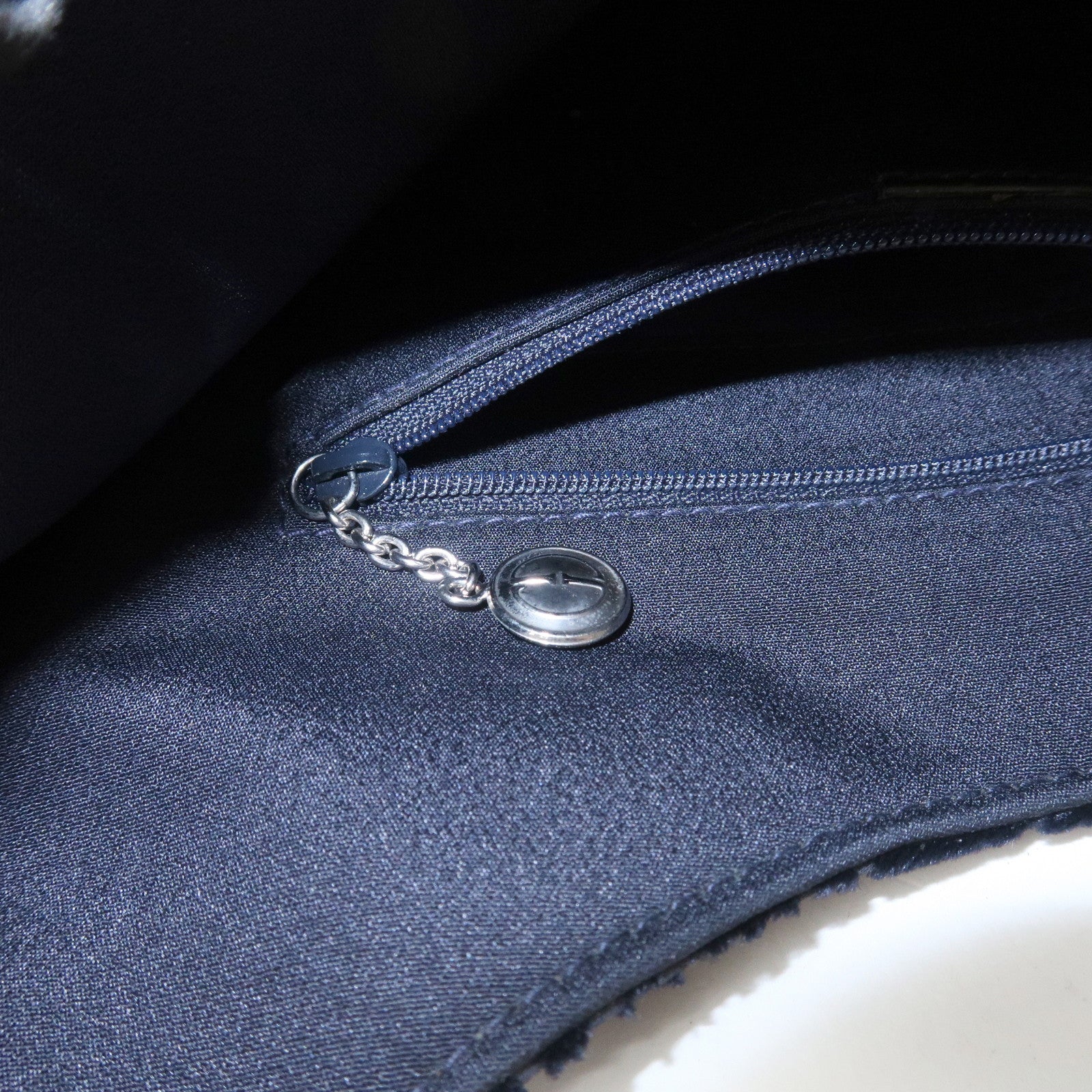 GUCCI Velvet GG Monogram Shoulder Bag Hand Bag Navy 001・2123