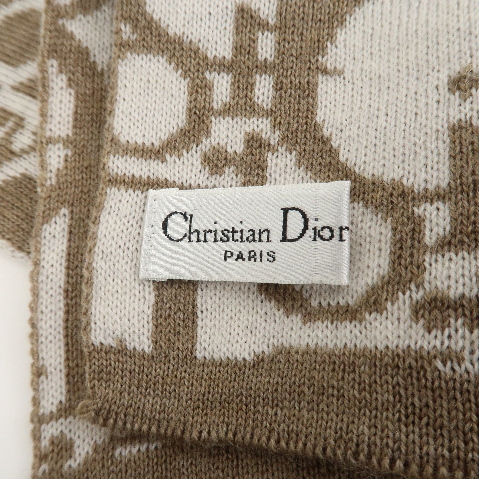 Christian Dior Trotter Wool 100% Scarf Shawl Brown