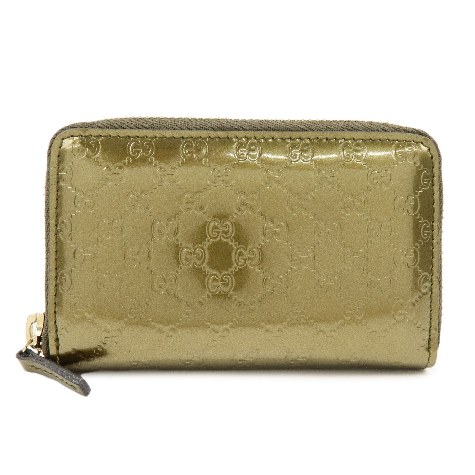GUCCI Microguccissima Leather Round Zippy Coin Case Khaki 255452