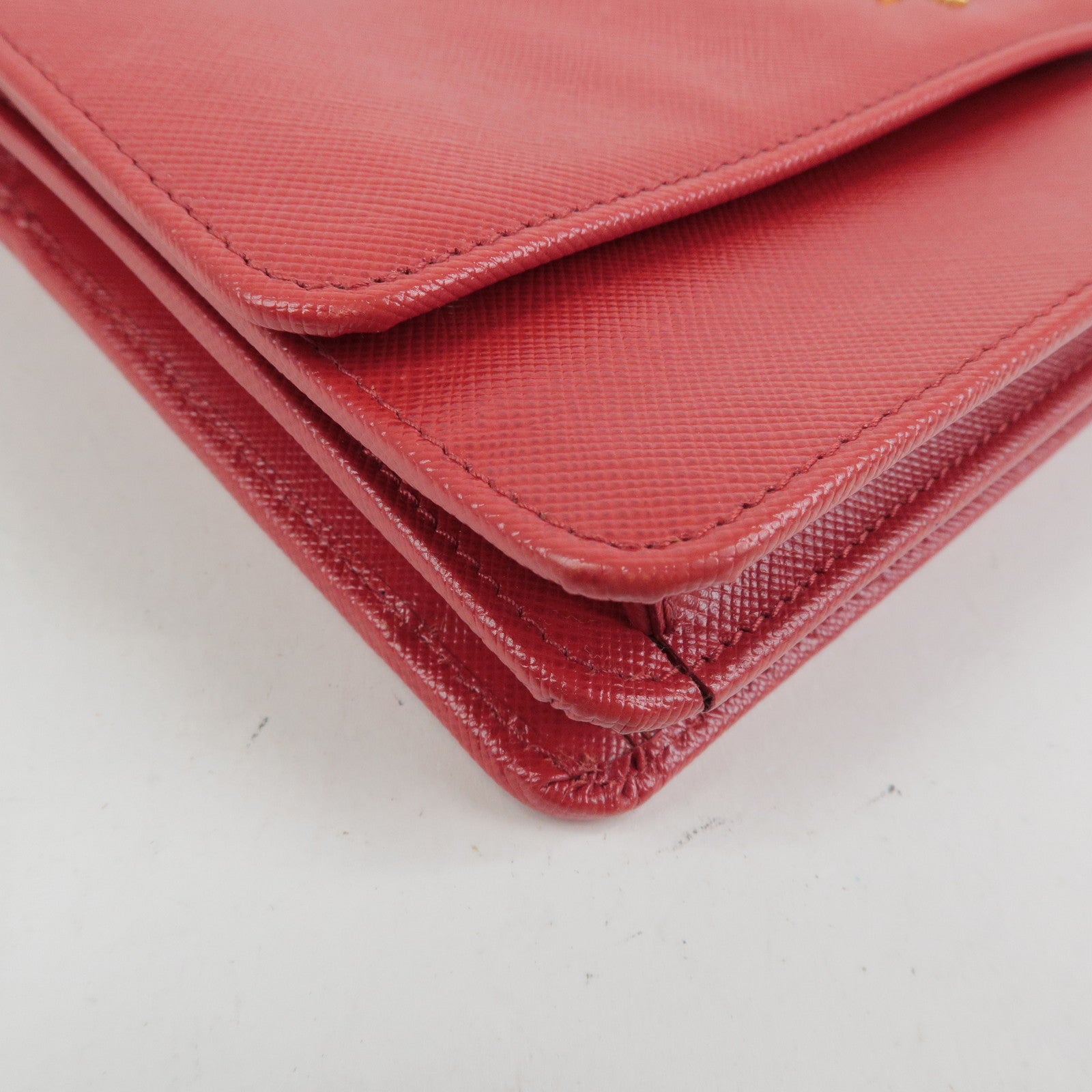 PRADA Saffiano Leather Shoulder Bag Crossbody Bag Red 1M1361