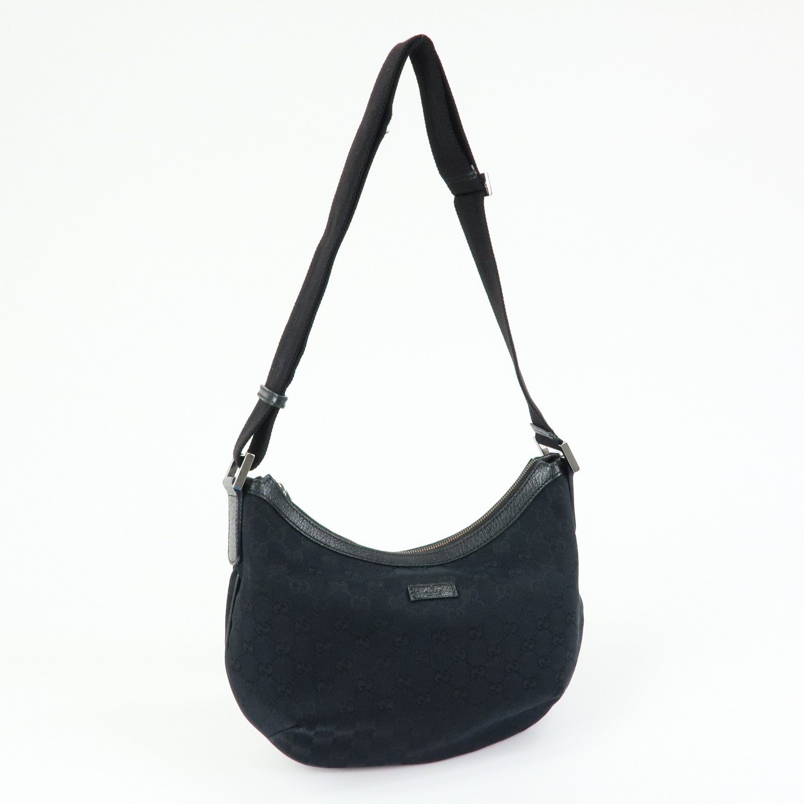 GUCCI GG Canvas Leather Shoulder Bag Crossbody Bag Black 181092