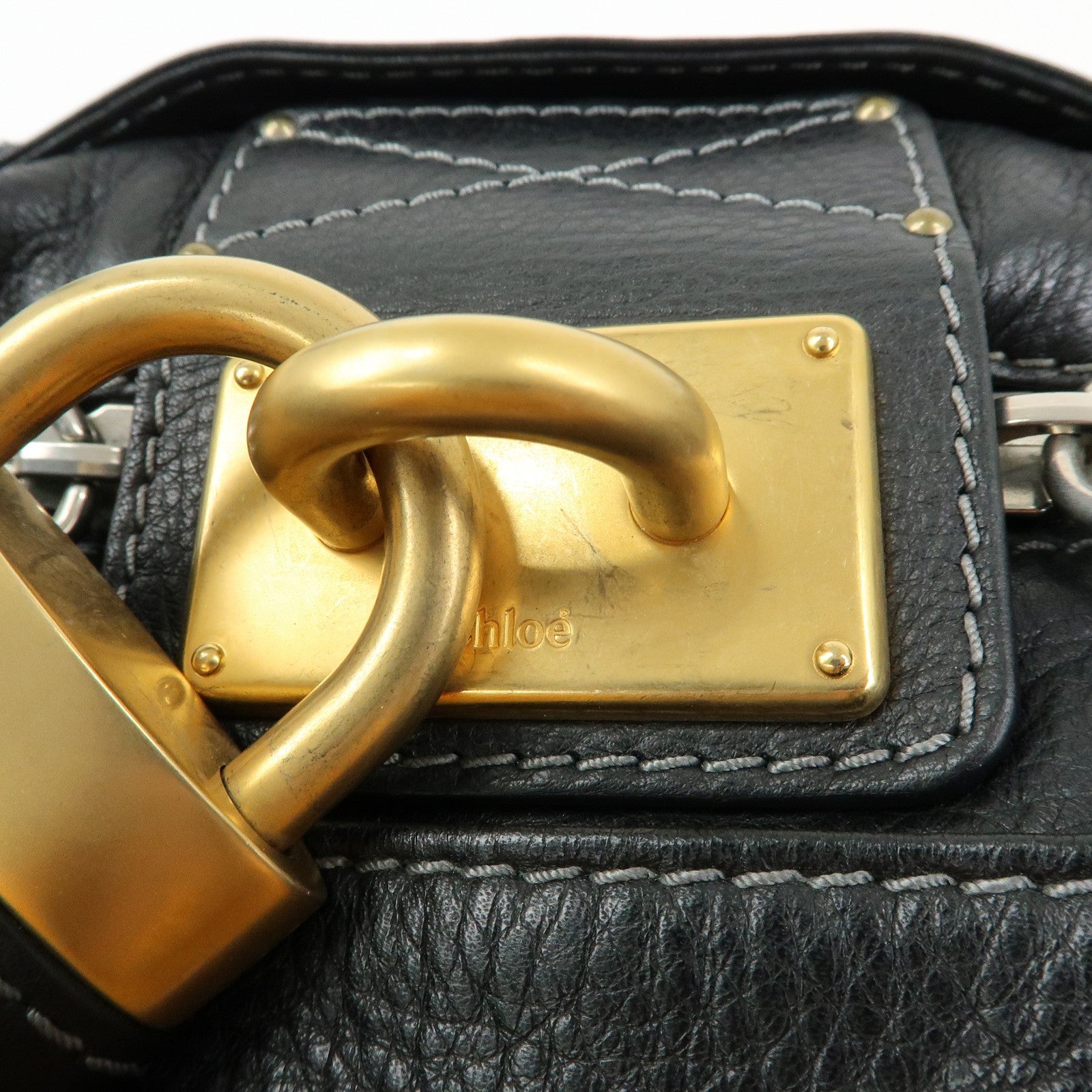 Chloe Paddington Leather Tote Bag Hand Bag Black