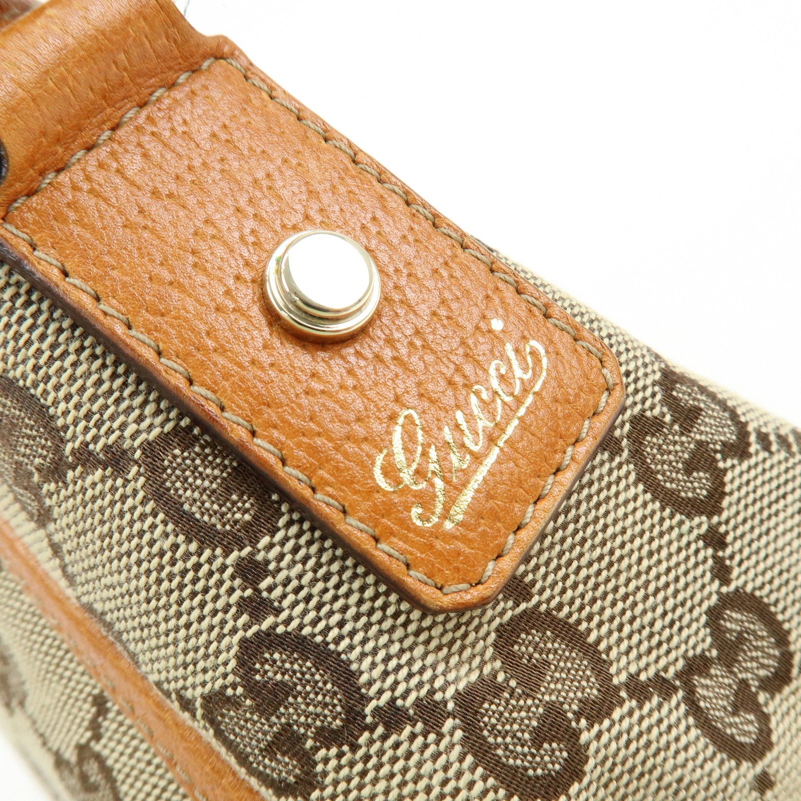 GUCCI Abbey GG Canvas Leather Shoulder Hand Bag Beige Orange 130939