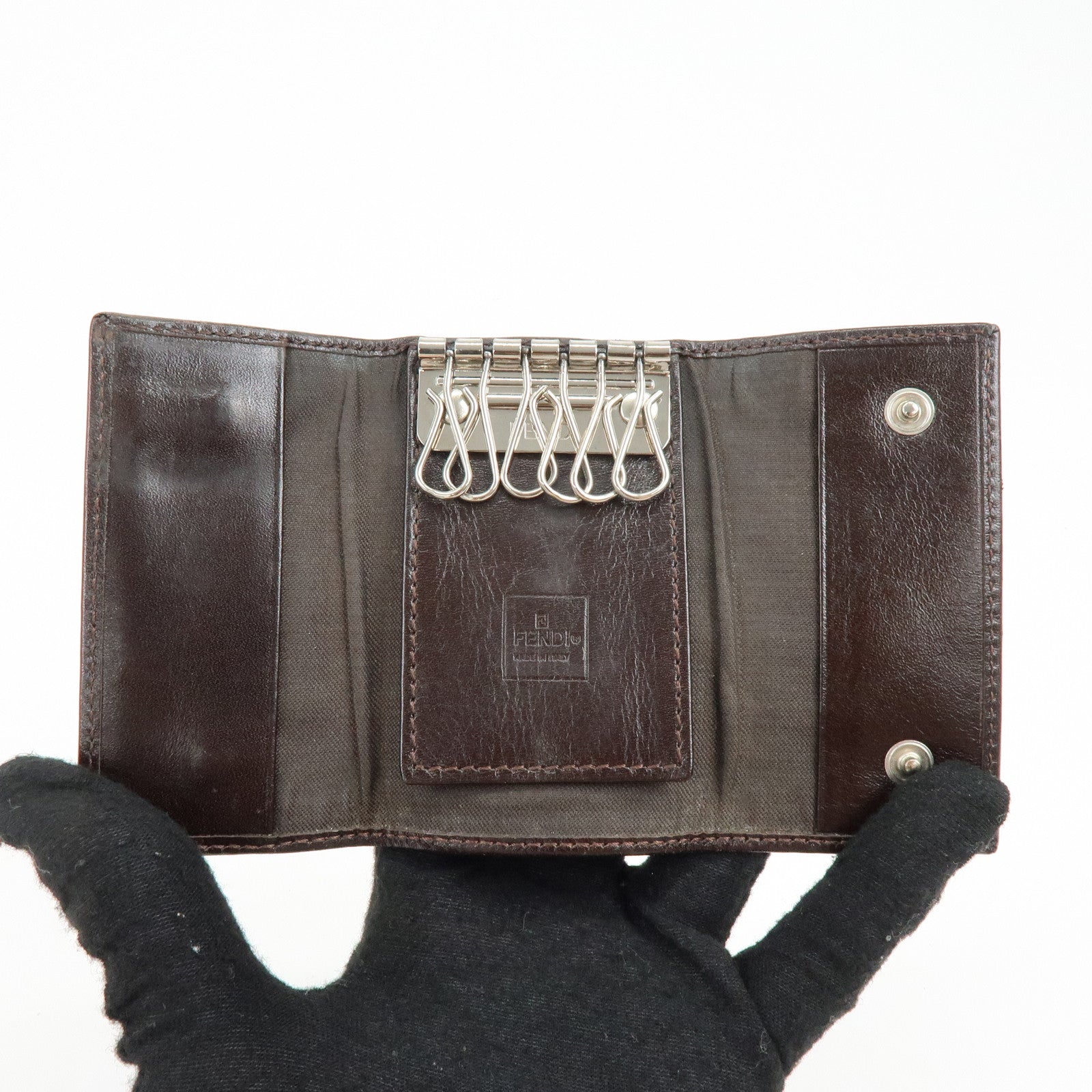 FENDI Zucca Zucchino Set of 3 Key Case Coin Case Brown Black