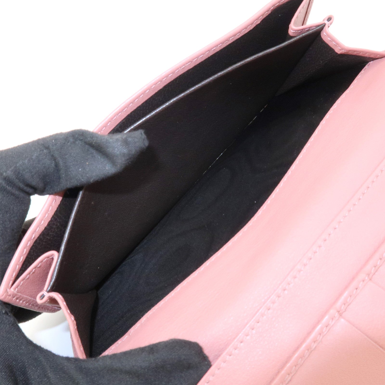 GUCCI Guccissima Lovely Heart Leather Long Wallet Pink 203550