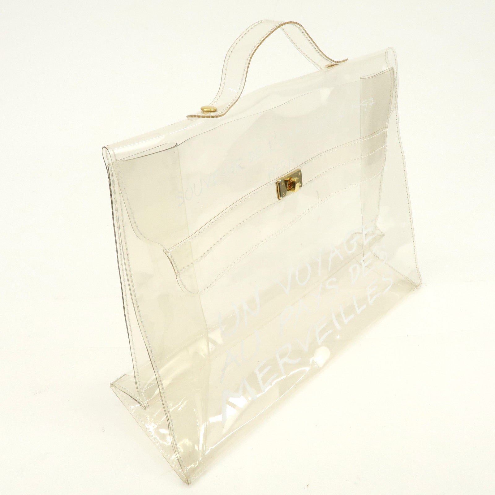 HERMES Vinyl Kelly Hand Bag Clear