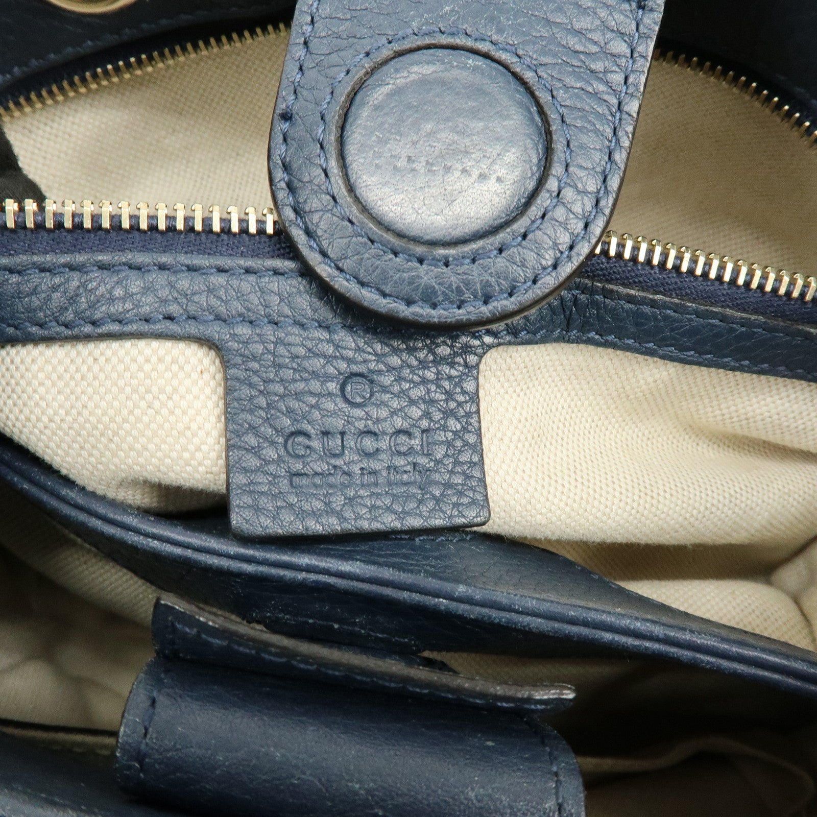 GUCCI Bamboo Leather 2Way Bag Tote Bag Shoulder Bag Blue 336032