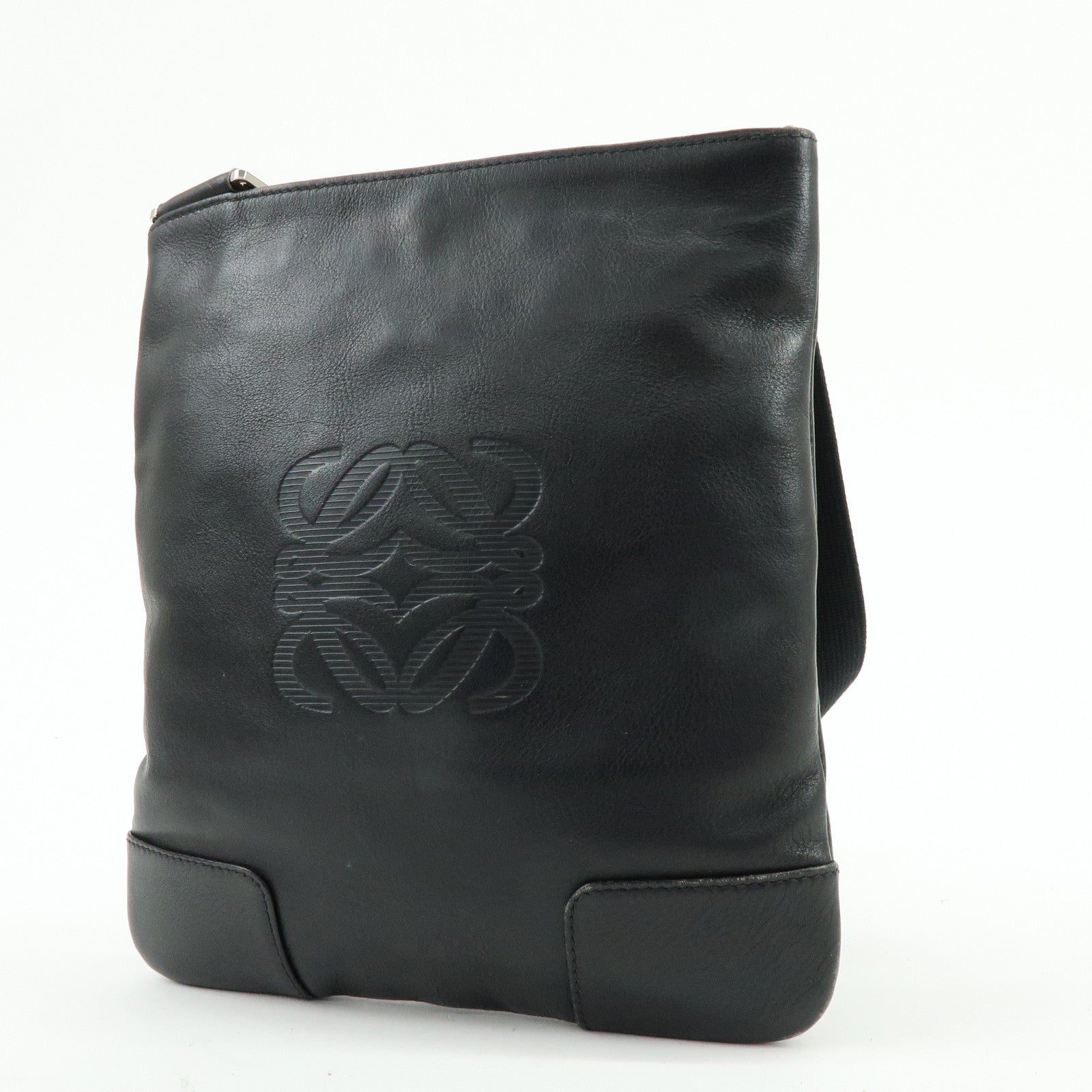 LOEWE Anagram Calf Leather Shoulder Bag Crossbody Bag Black