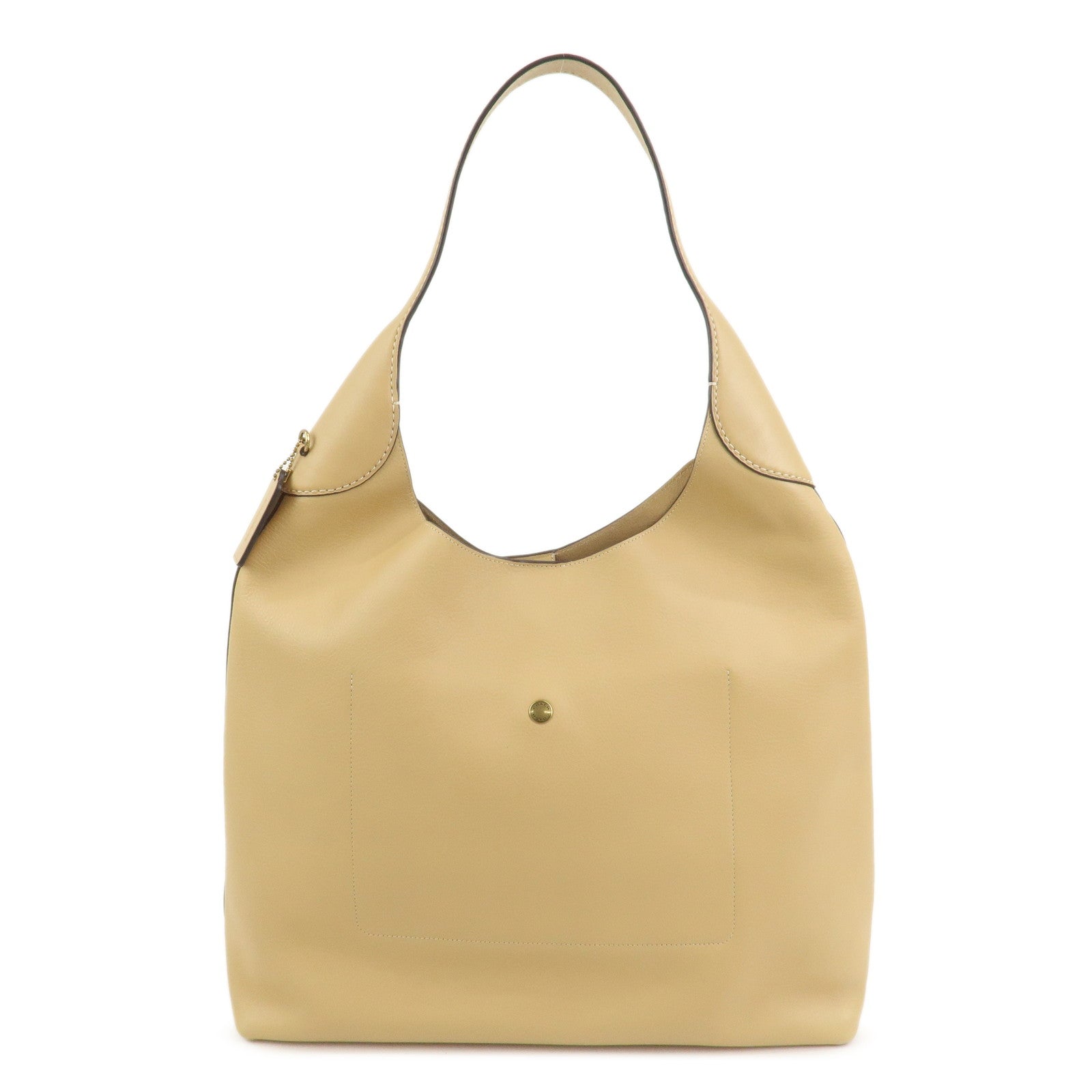 COACH Grain Calf Leather Brooklyn Shoulder Bag 39 Beige CU044