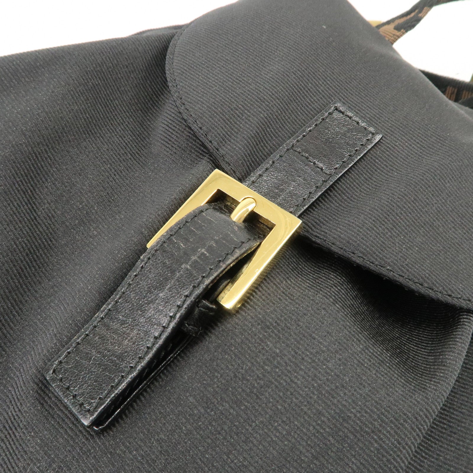 FENDI Nylon Leather Back Pack Black Gold Hardware 263390