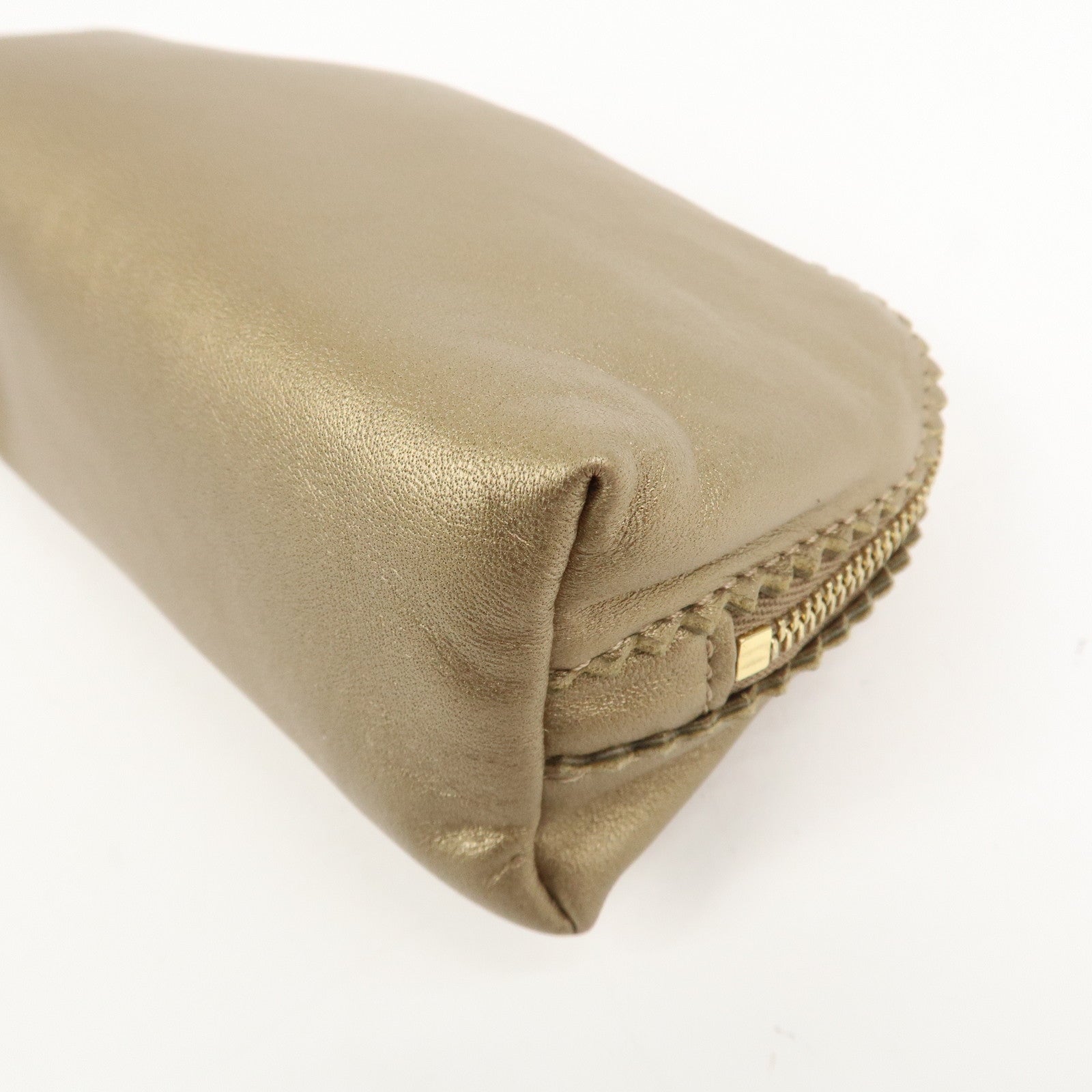 LOEWE Anagram Leather Tassel Pouch Cosmetic Pouch Gold