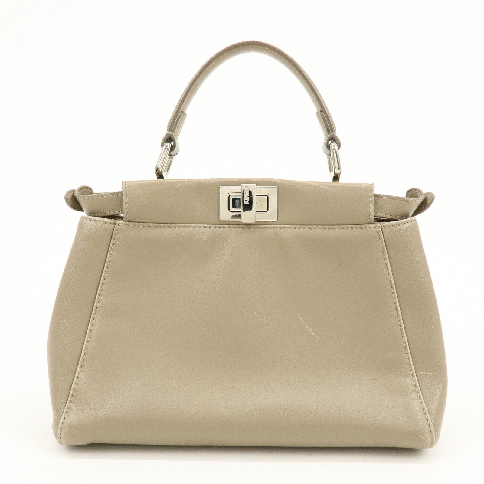 FENDI Mini Peekaboo 2Way Shoulder Bag Hand Bag Brown 8BN244