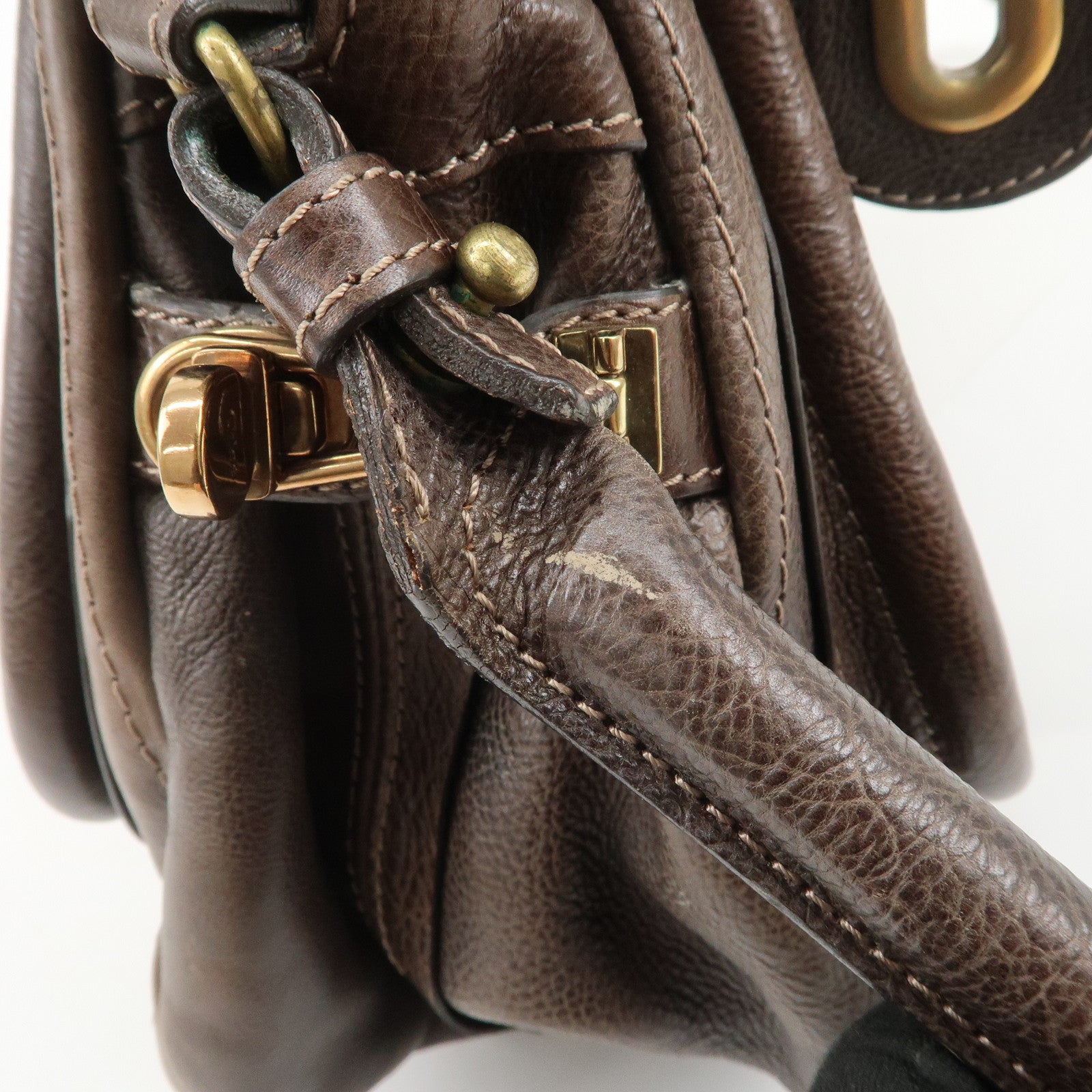 Chloe Paraty Leather 2Way Bag Hand Bag Shoulder Bag Dark Brown