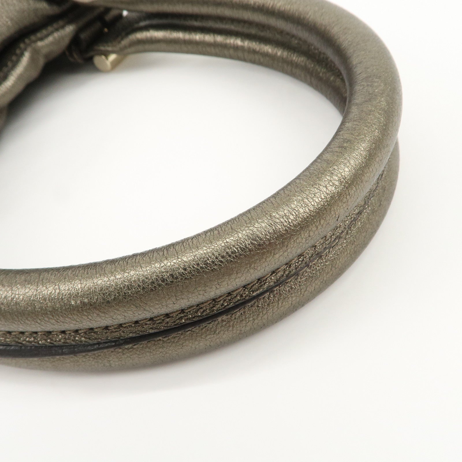 JIMMY CHOO Tulita Leather Shoulder Bag Hand Bag Metallic Brown