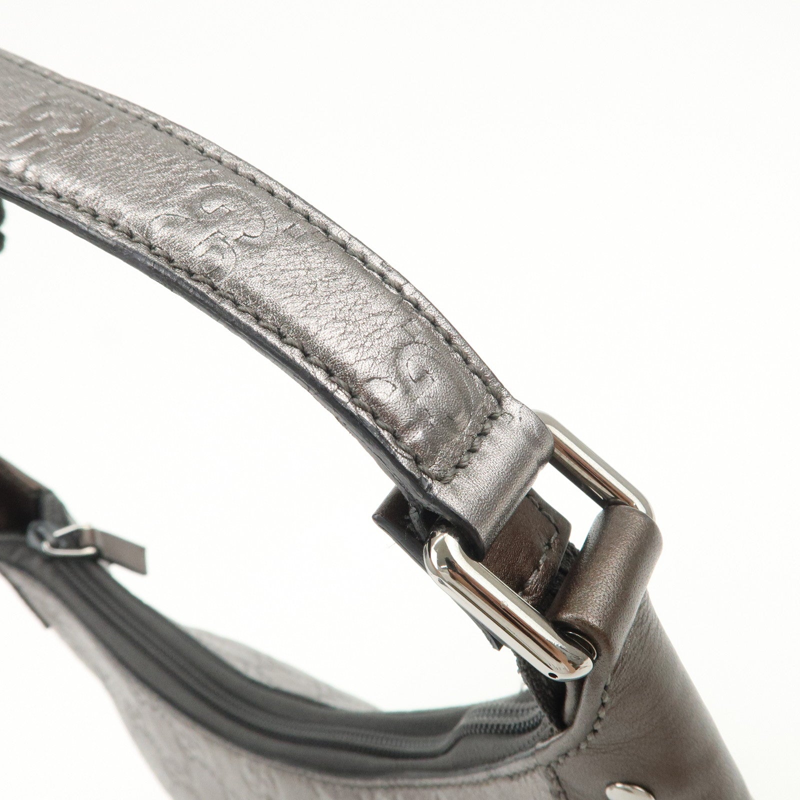 GUCCI Guccissima Leather Shoulder Bag Hand Bag Silver 240020