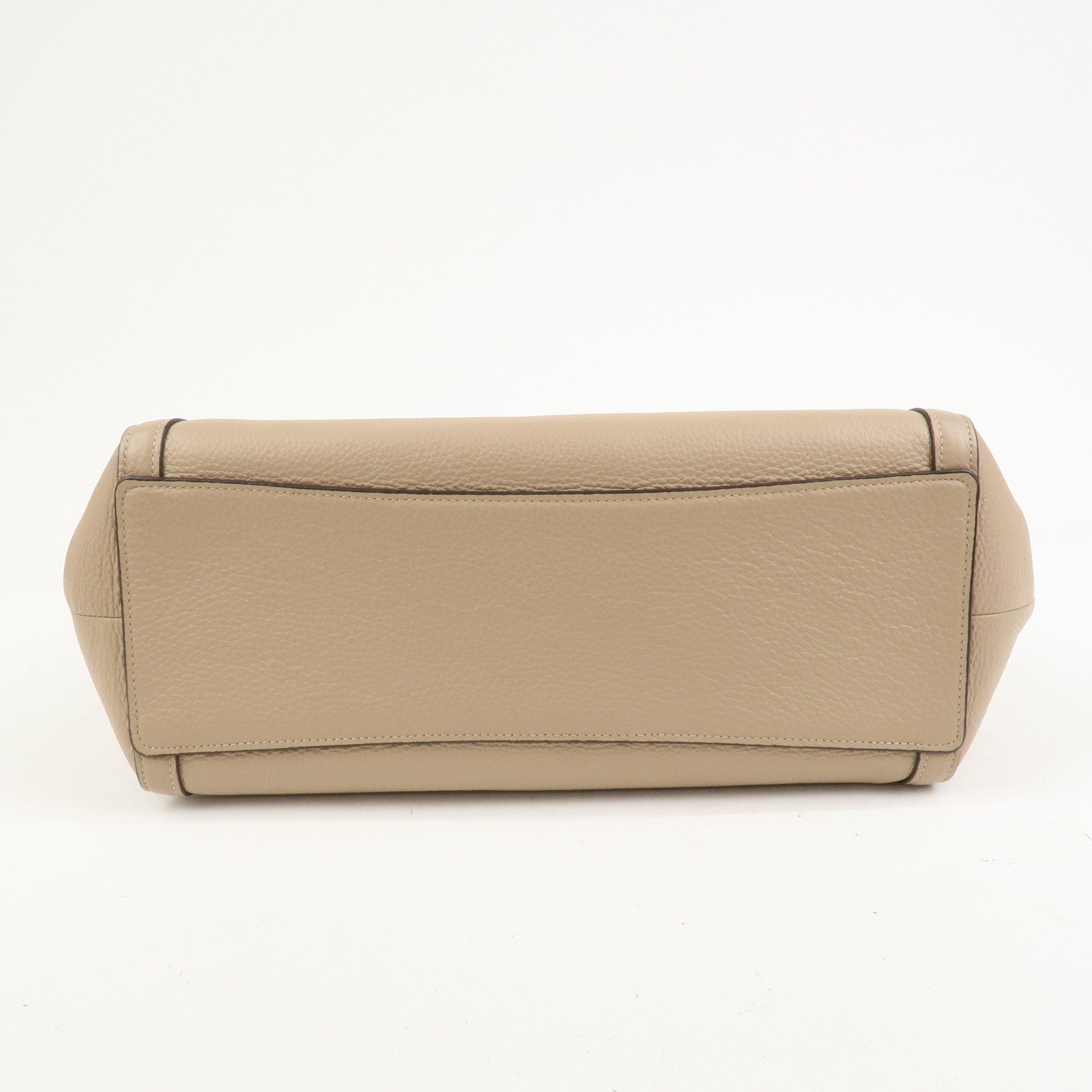 COACH Logo Leather Shoulder Bag Hand Bag Beige