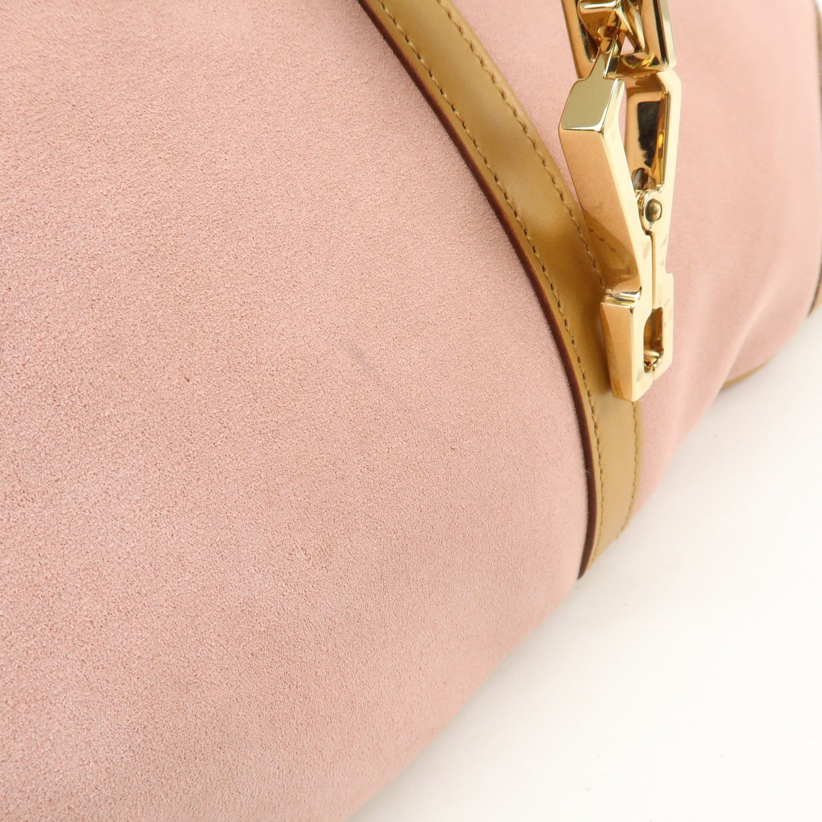GUCCI Bamboo Kandinsky Suede Shoulder Bag Pink Beige 001.4060