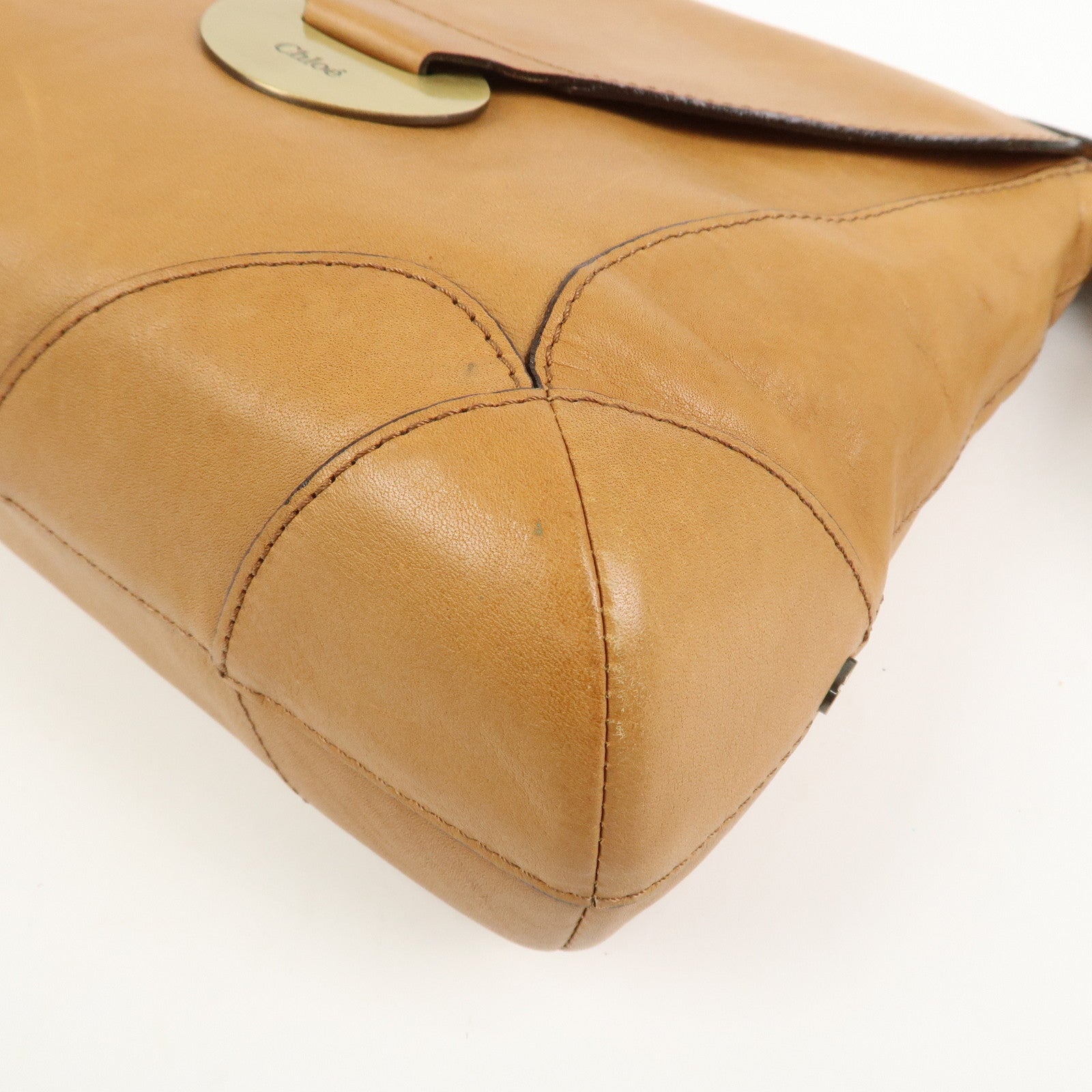 Chloe Logo Leather Shoulder Bag Hand Bag Crossbody Bag Brown