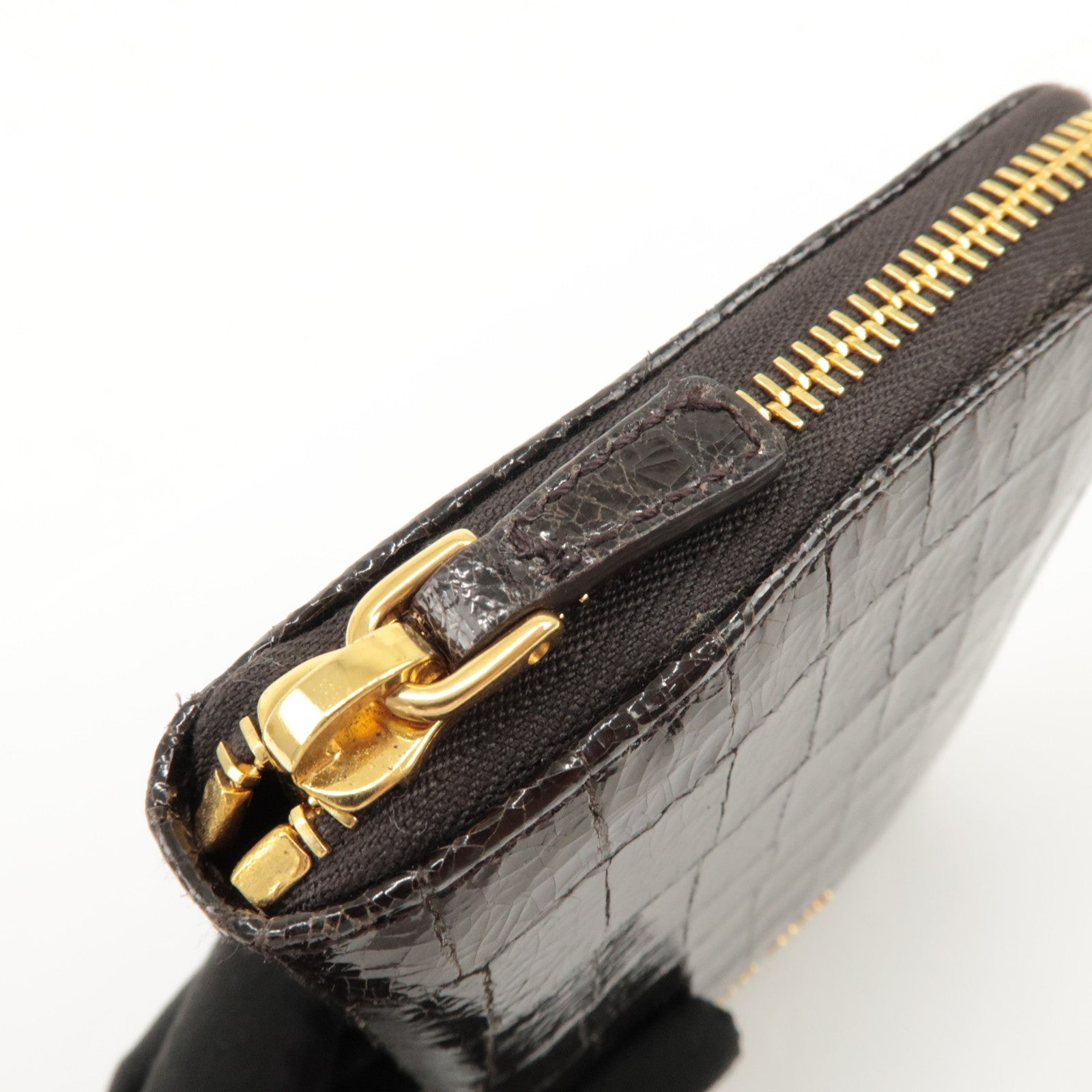 MIU MIU Logo Leather Agenda Panner Cover Gold HDW Black Used