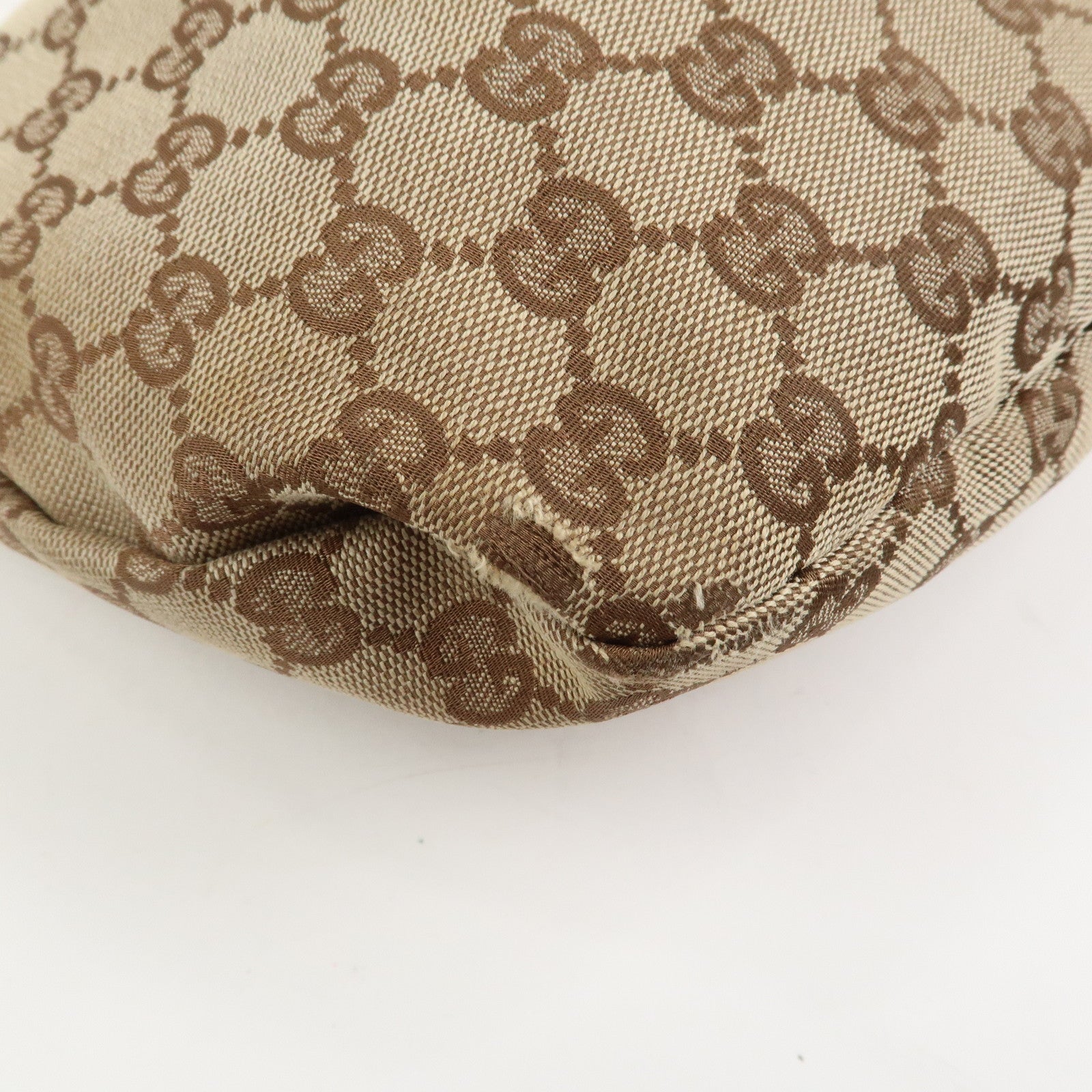 GUCCI Bamboo GG Canvas Leather Shoulder Bag Hand Bag Beige 124293