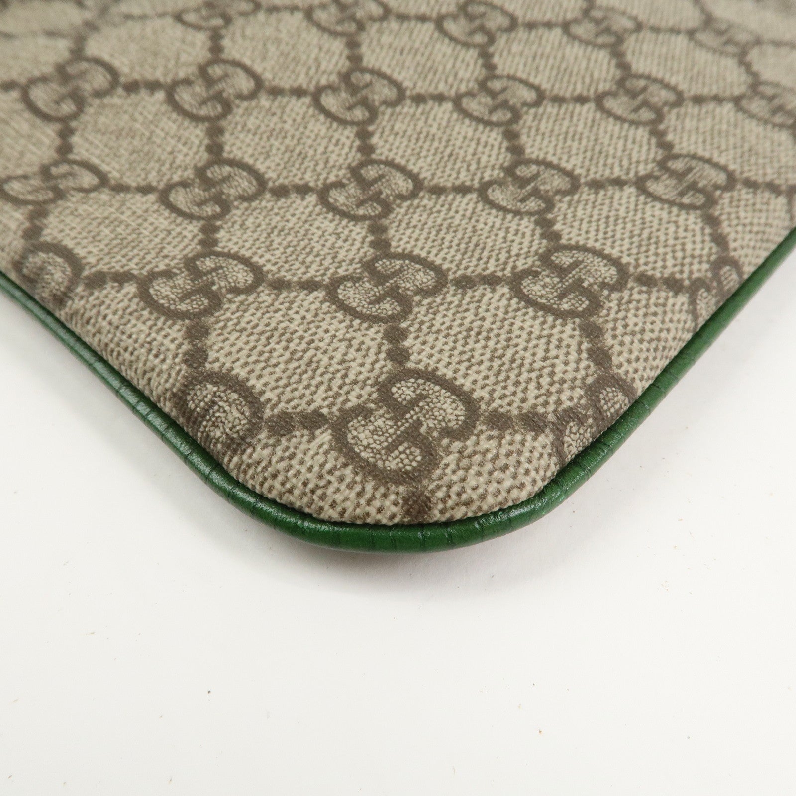 GUCCI GG Supreme Leather Hand Bag Tote Bag Beige Green 114600