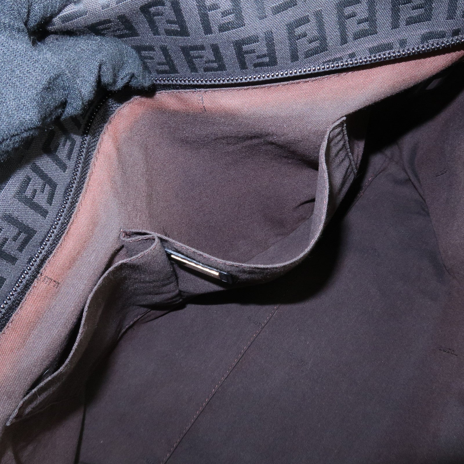 FENDI Zucchino Canvas Leather Tote Bag Shoulder Bag Black 8BH215 Used