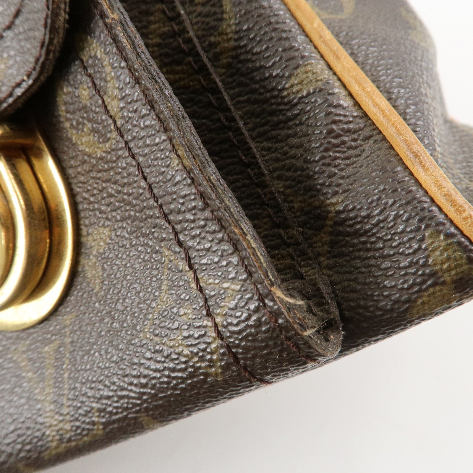 Louis Vuitton Monogram Manhattan PM Hand Bag Brown Gold HDW M40026 Used